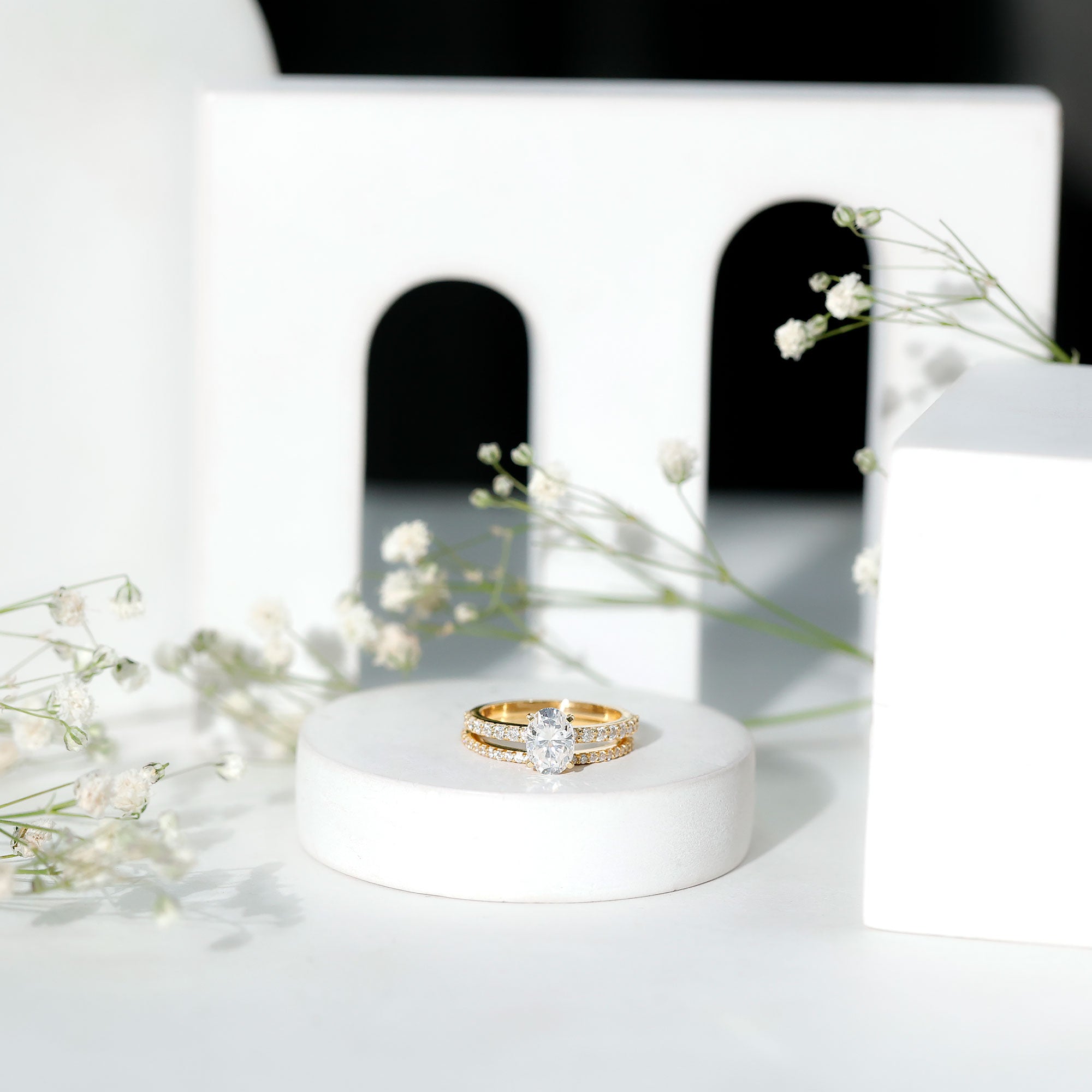 Lab Grown Diamond Simple Bridal Ring Sets Lab - ( EF-VS ) - Rosec Jewels