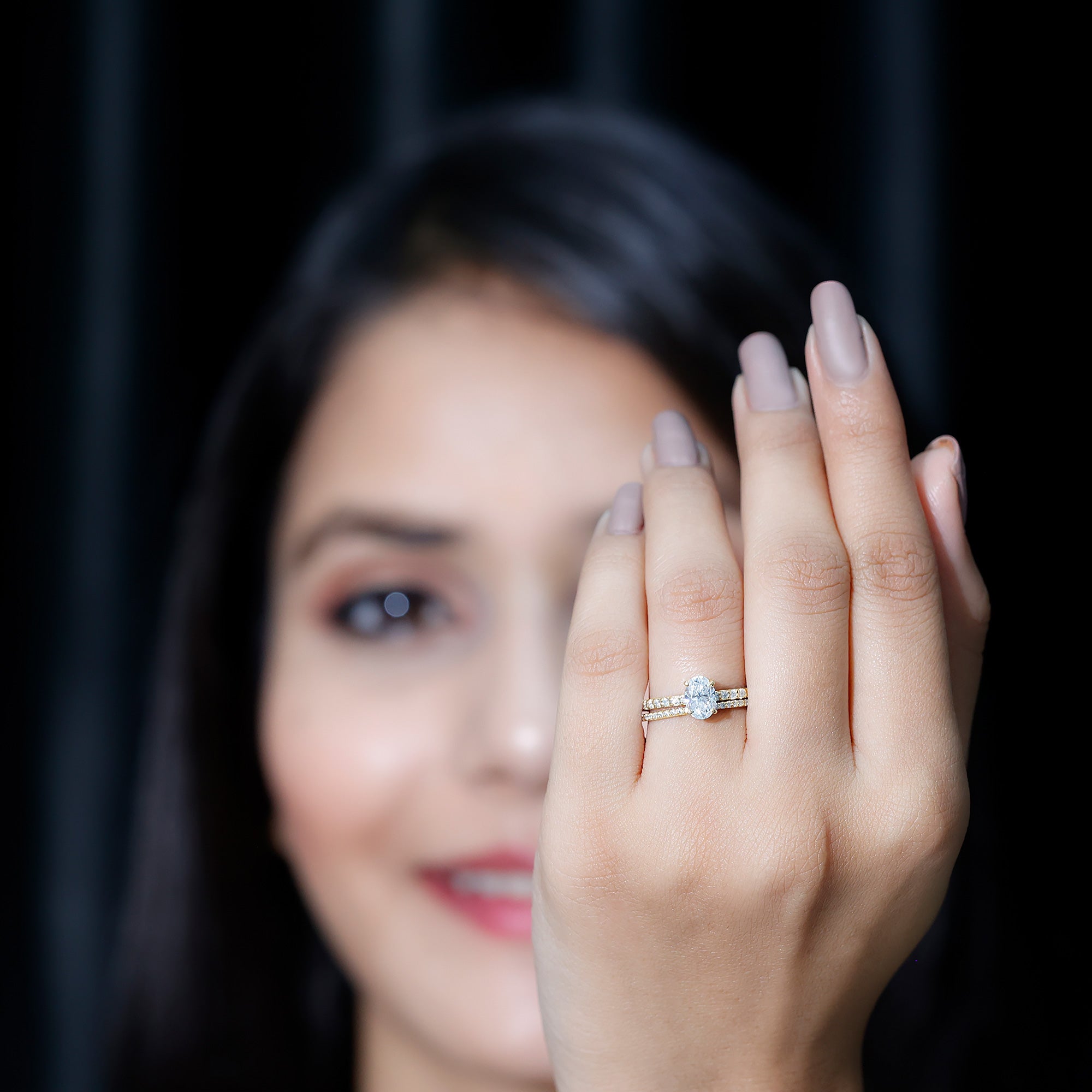Lab Grown Diamond Simple Bridal Ring Sets Lab - ( EF-VS ) - Rosec Jewels