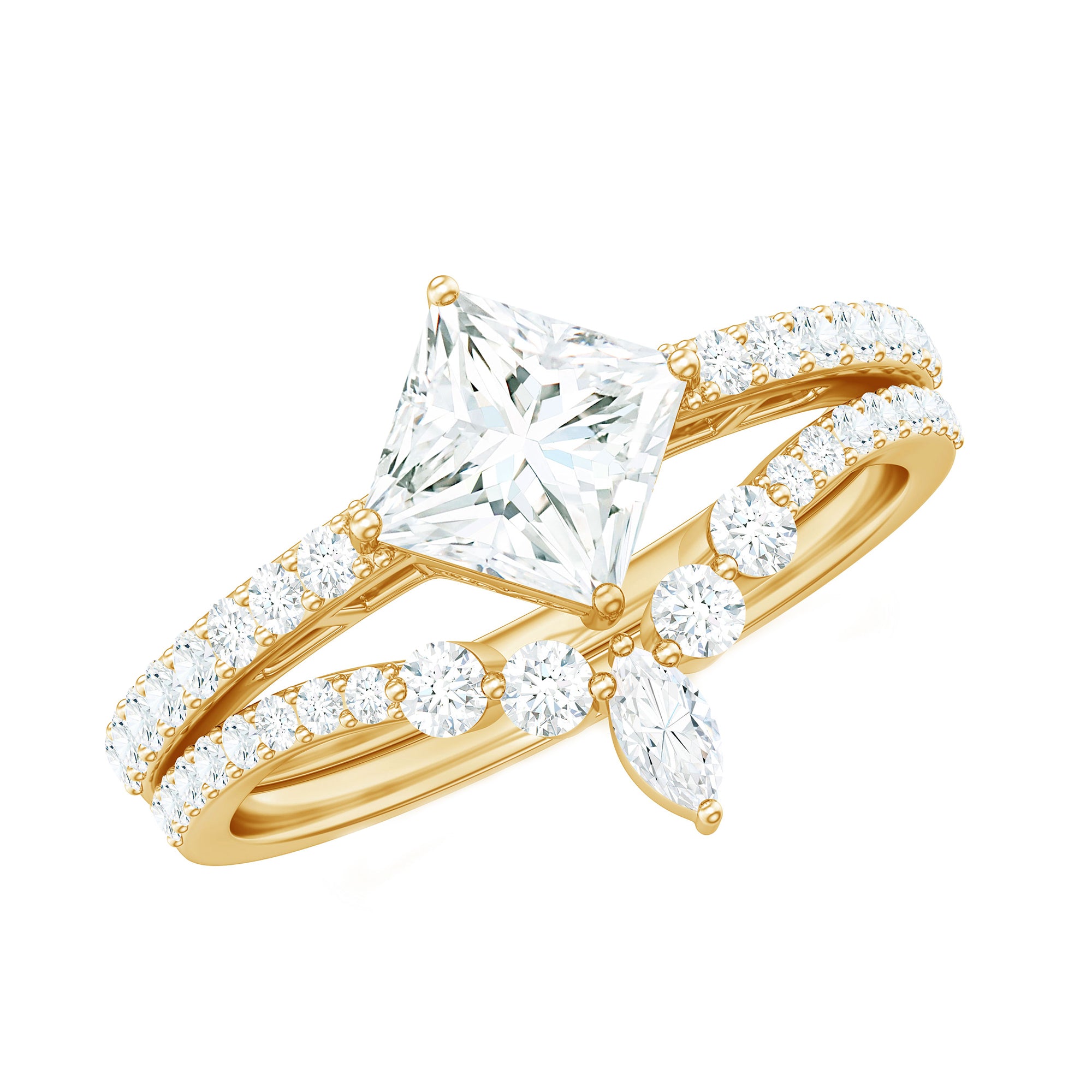 Rosec Jewels-Lab Created Diamond Princess Cut Engagement Ring With Enhancer