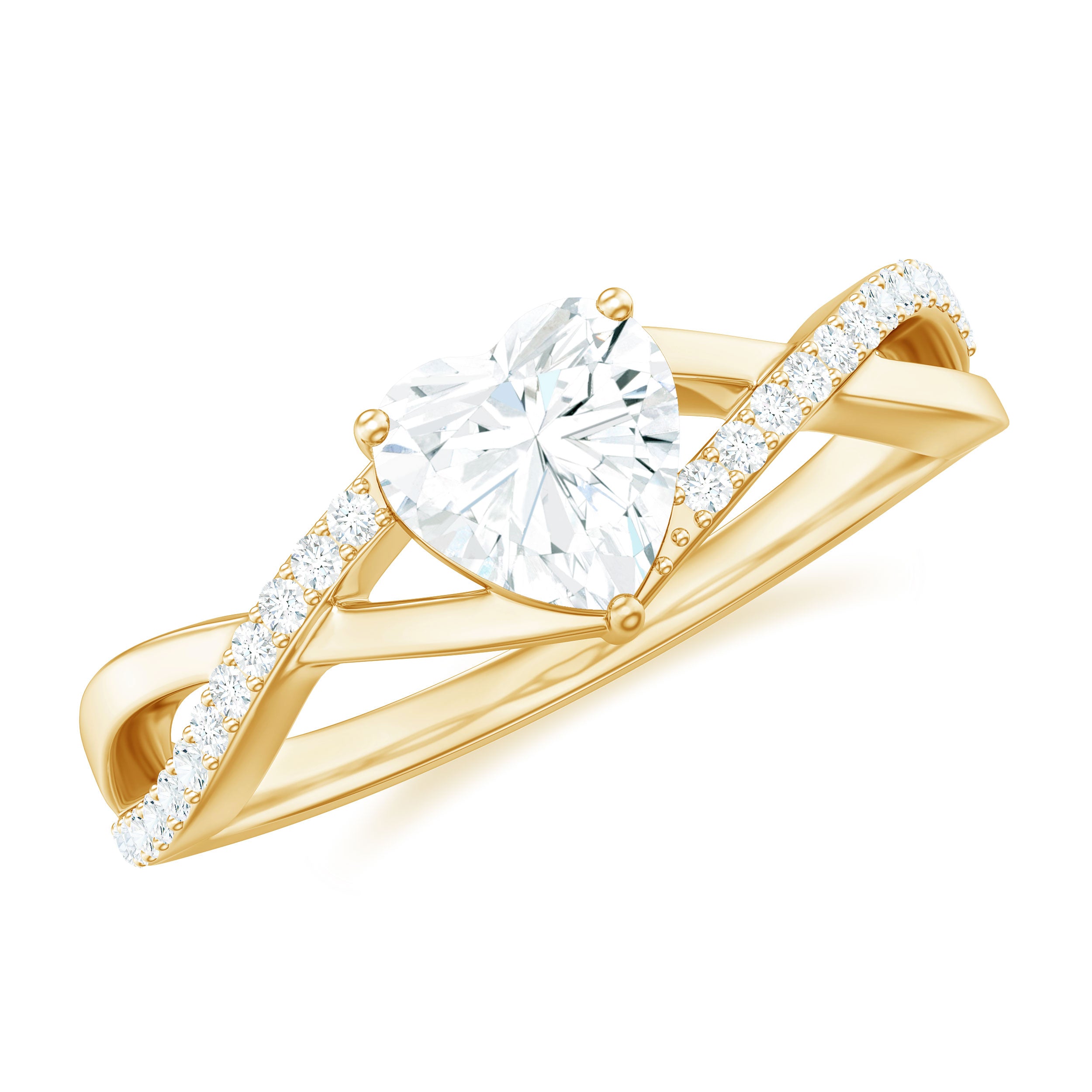 Rosec Jewels-Lab Created Diamond Heart Crossover Engagement Ring