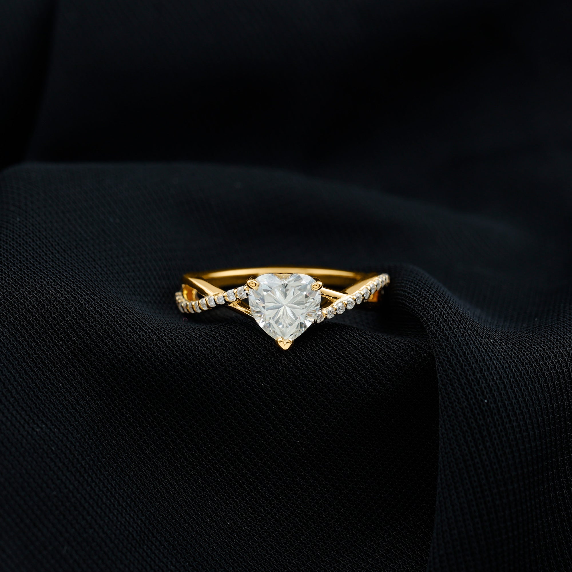 Rosec Jewels-Lab Created Diamond Heart Crossover Engagement Ring