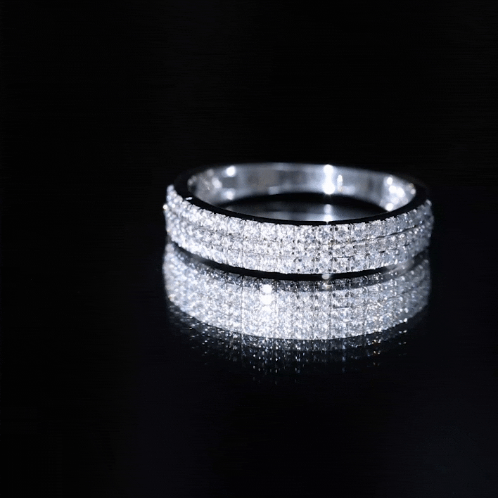 Certified Lab Grown Diamond 3 Row Wedding Band Lab - ( EF-VS ) - Rosec Jewels