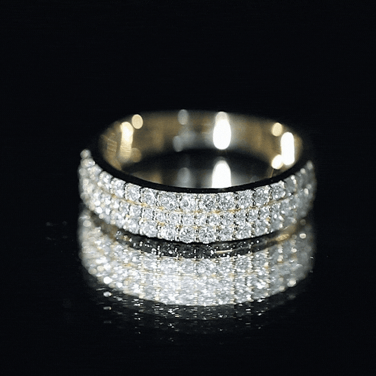 Certified Lab Grown Diamond 3 Row Wedding Band Lab - ( EF-VS ) - Rosec Jewels