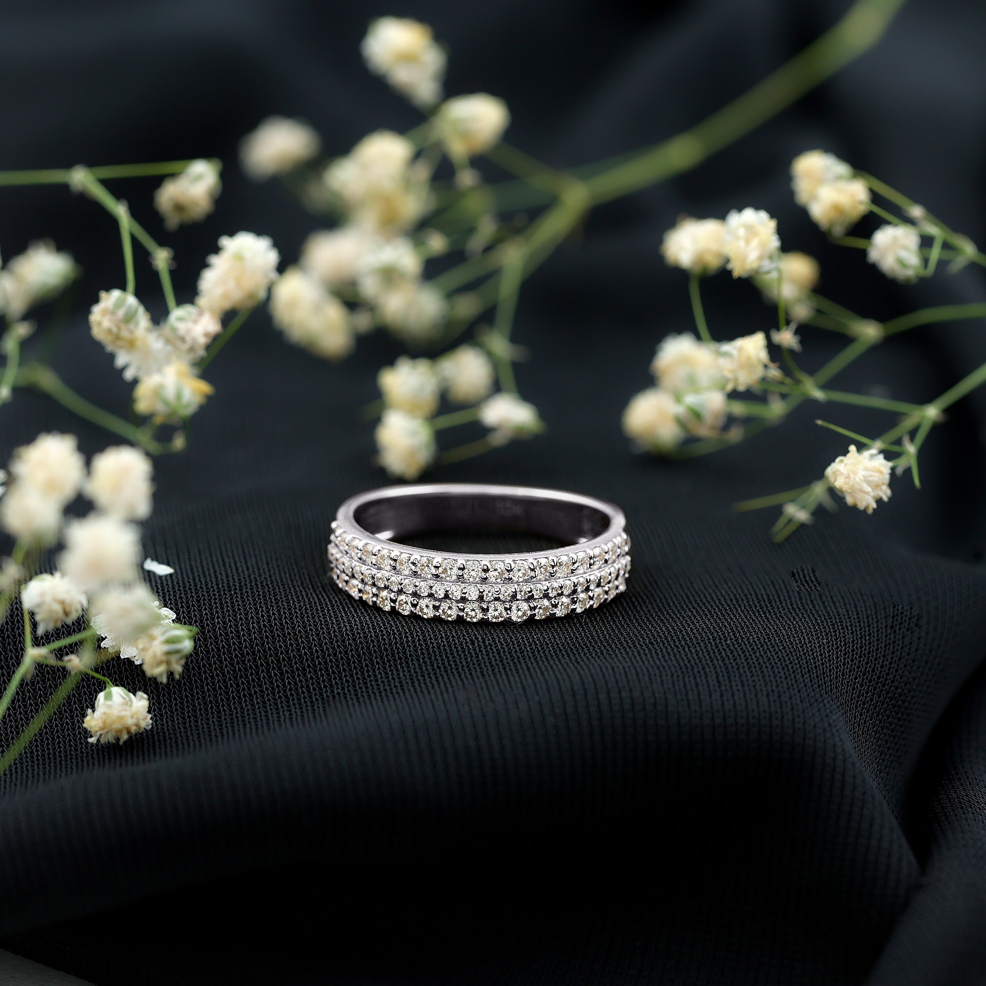 Certified Lab Grown Diamond 3 Row Wedding Band Lab - ( EF-VS ) - Rosec Jewels