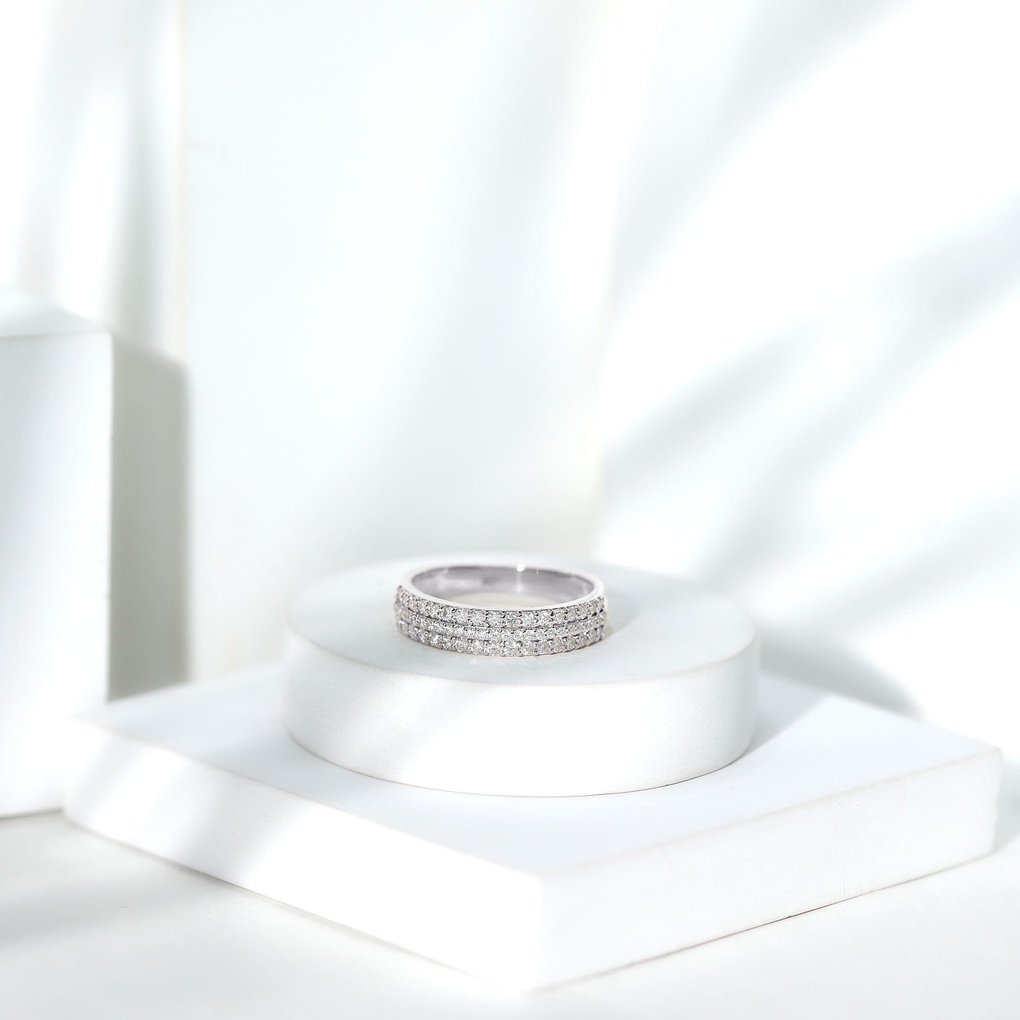 Certified Lab Grown Diamond 3 Row Wedding Band Lab - ( EF-VS ) - Rosec Jewels