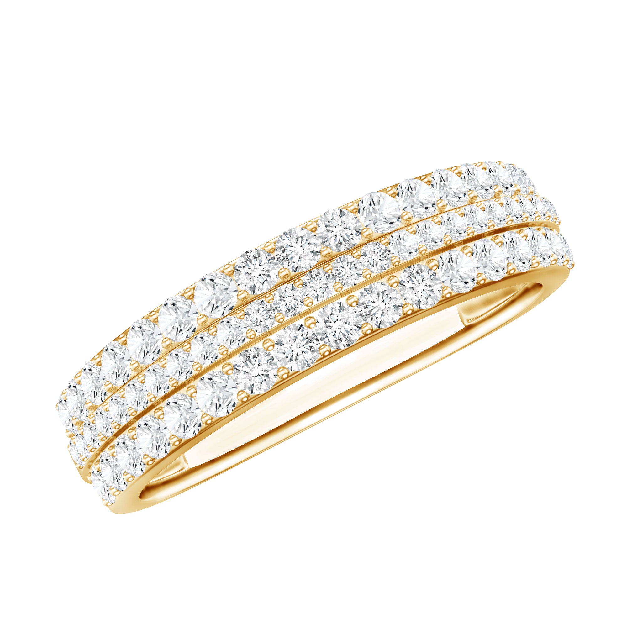 Certified Lab Grown Diamond 3 Row Wedding Band Lab - ( EF-VS ) - Rosec Jewels