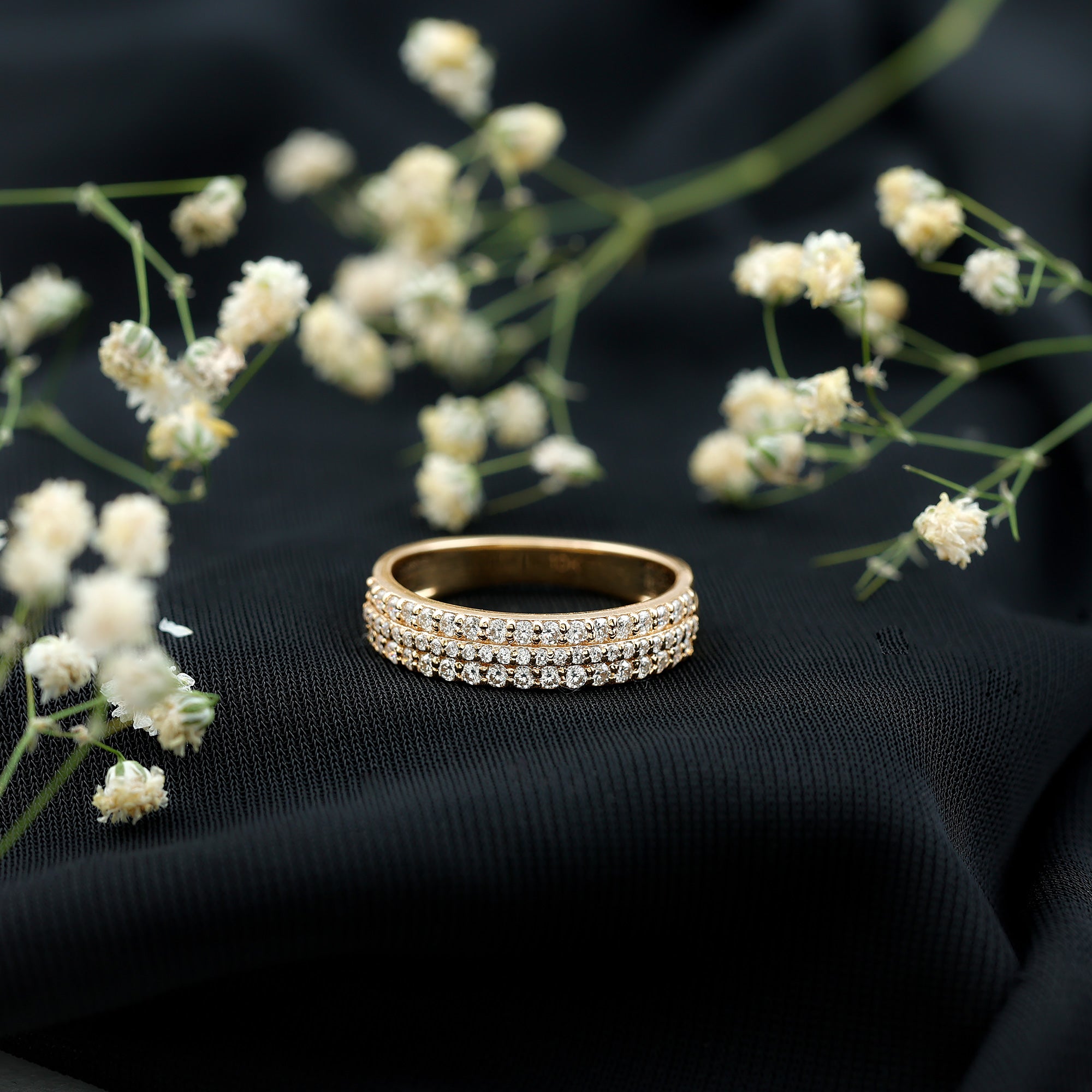 Certified Lab Grown Diamond 3 Row Wedding Band Lab - ( EF-VS ) - Rosec Jewels