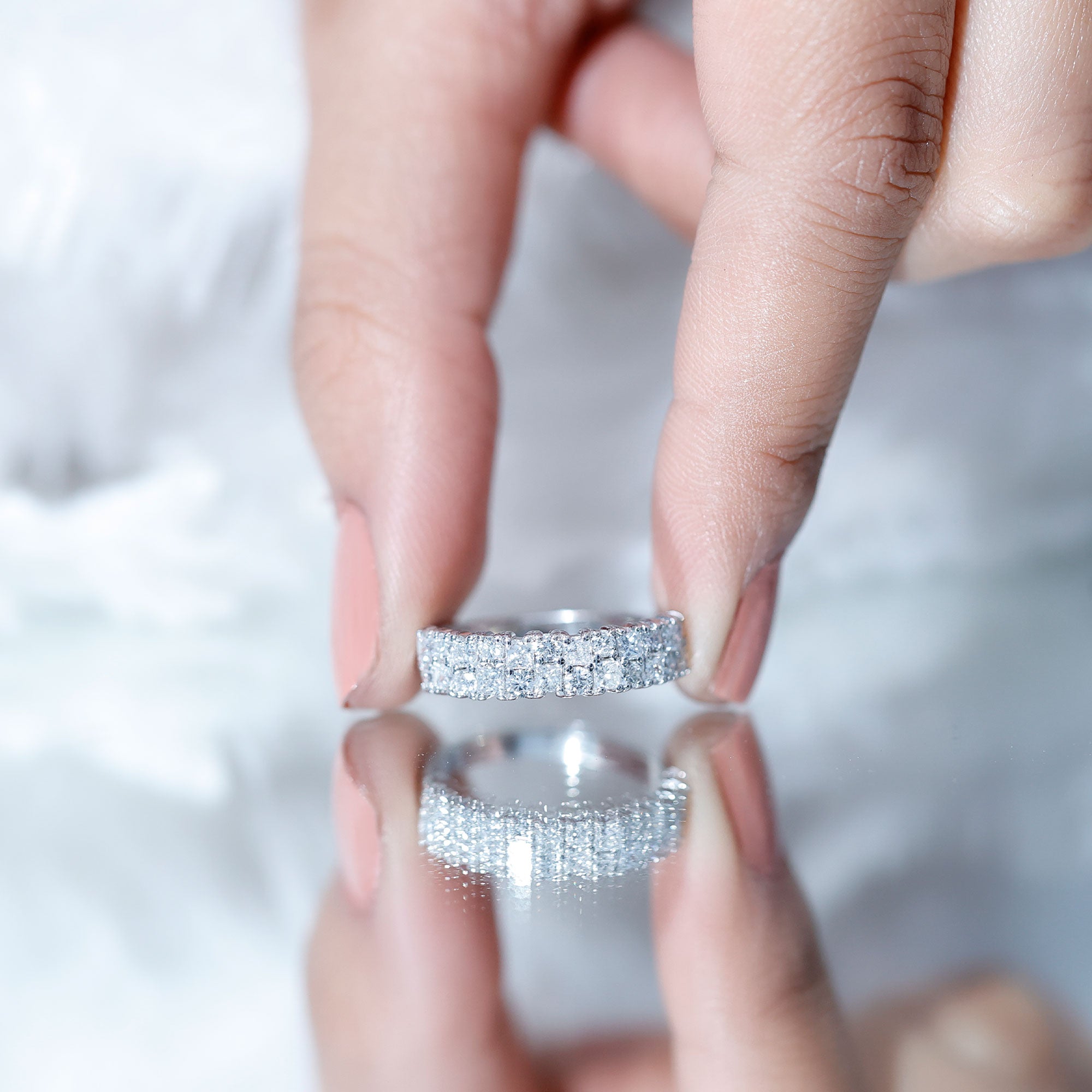 Lab Grown Diamond Wedding Anniversary Ring With Certificate Lab - ( EF-VS ) - Rosec Jewels