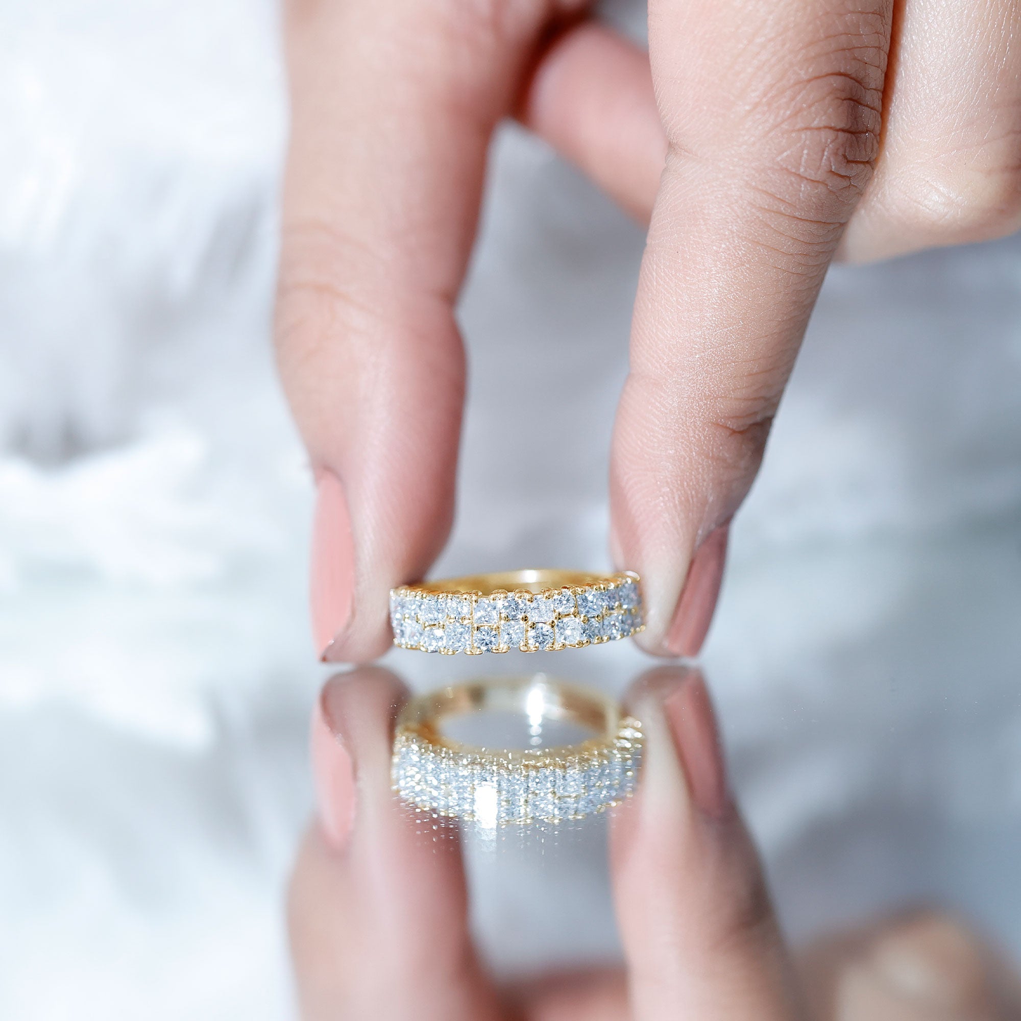 Lab Grown Diamond Wedding Anniversary Ring With Certificate Lab - ( EF-VS ) - Rosec Jewels