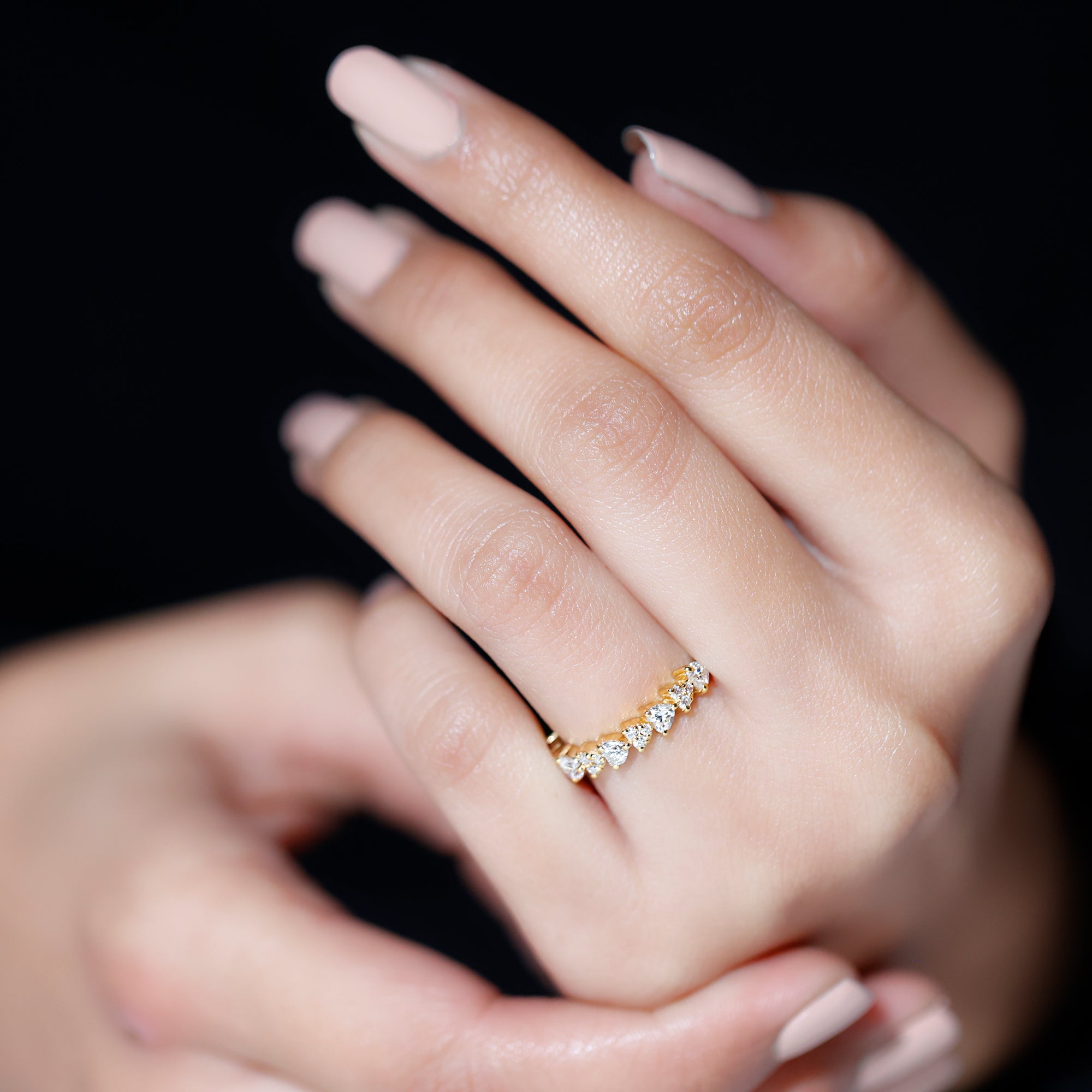 Rosec Jewels-Brilliant Cut Lab Grown Diamond Heart Wedding Band Ring