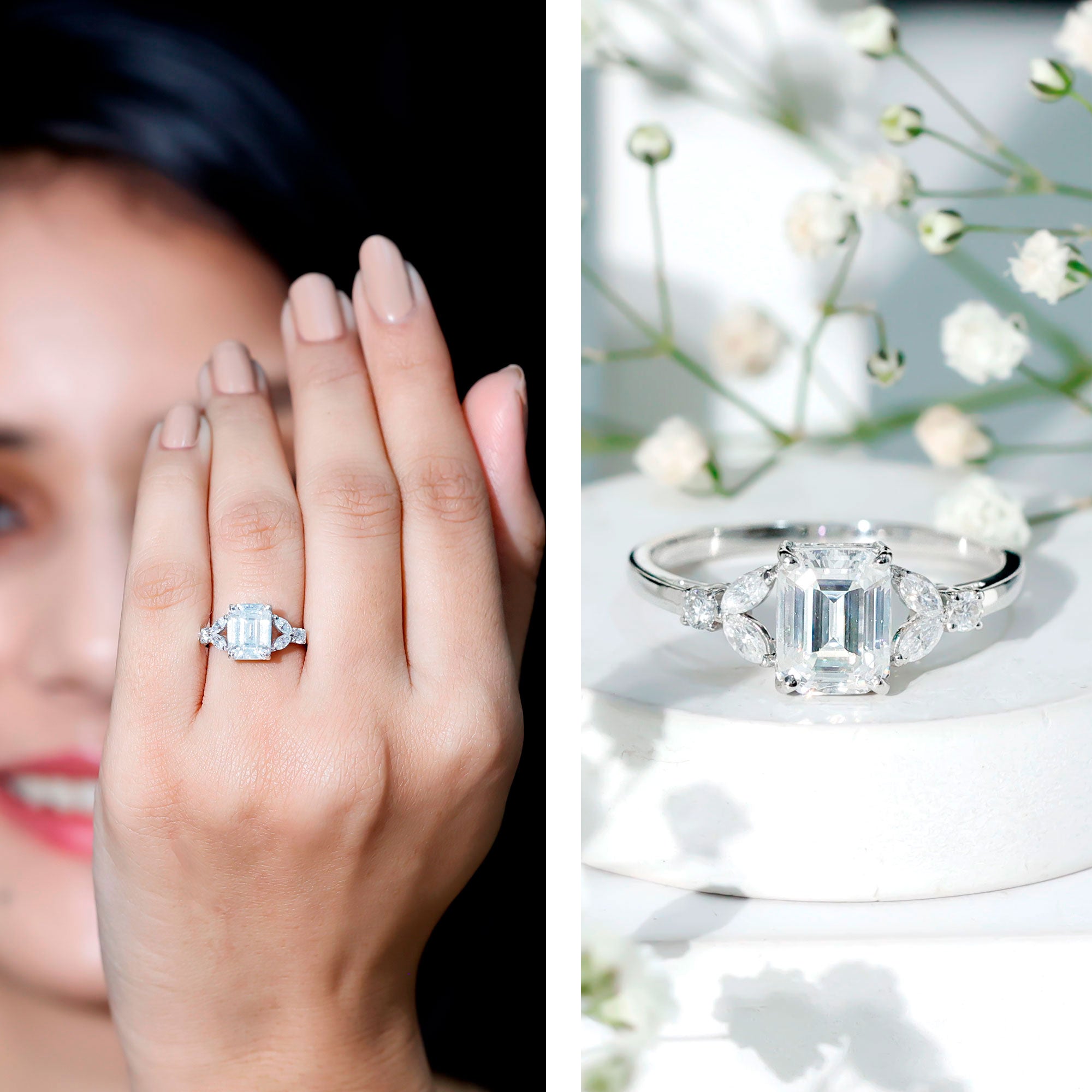 Womens Diamond Engagement Ring with Split Shank Lab - ( EF-VS ) - Rosec Jewels