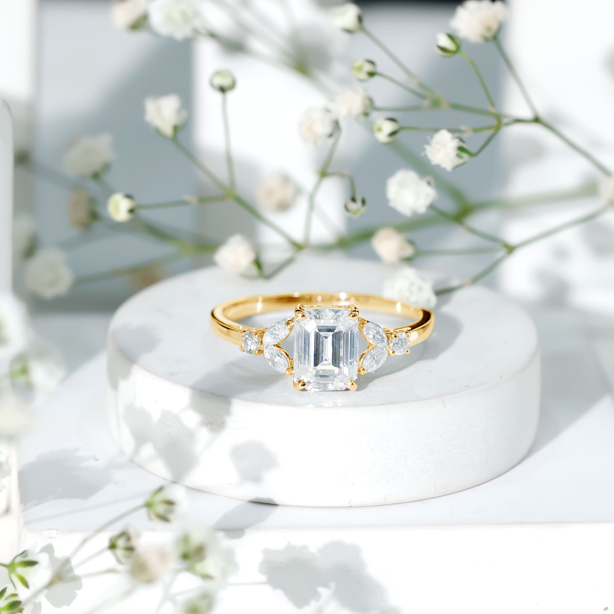 Womens Diamond Engagement Ring with Split Shank Lab - ( EF-VS ) - Rosec Jewels
