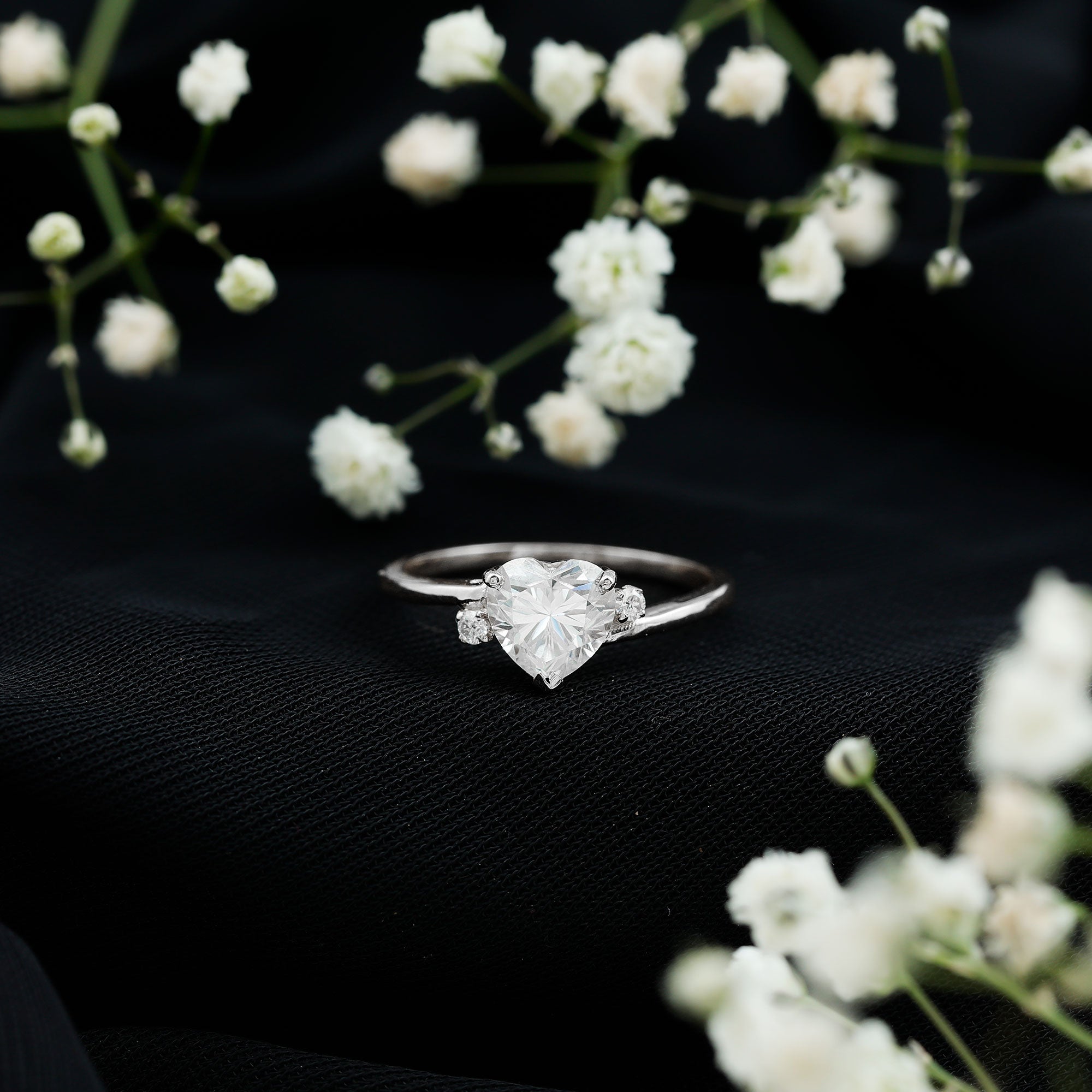 7 mm Heart Lab Grown Diamond Proposal Ring For Her Lab - ( EF-VS ) - Rosec Jewels