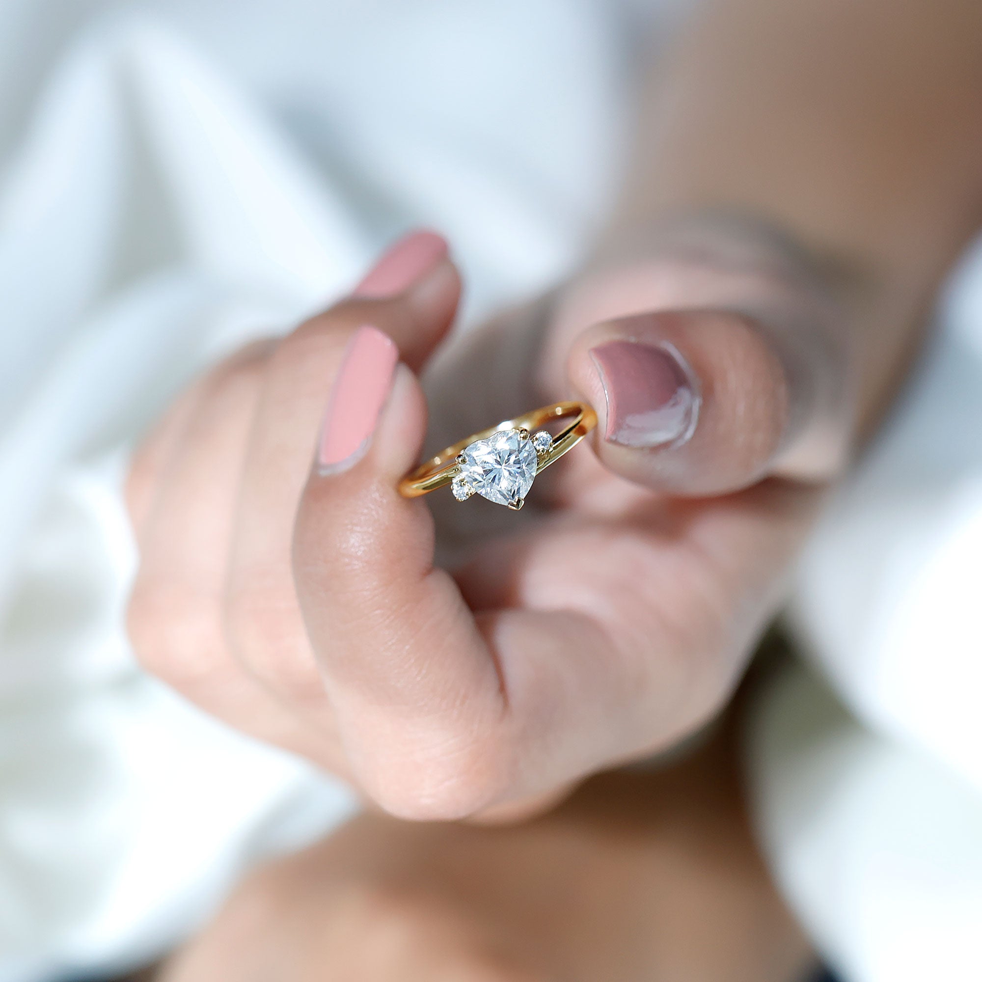7 mm Heart Lab Grown Diamond Proposal Ring For Her Lab - ( EF-VS ) - Rosec Jewels