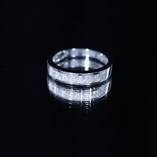 Certified Brilliant Cut Diamond Princess Cut Wedding Band Lab - ( EF-VS ) - Rosec Jewels