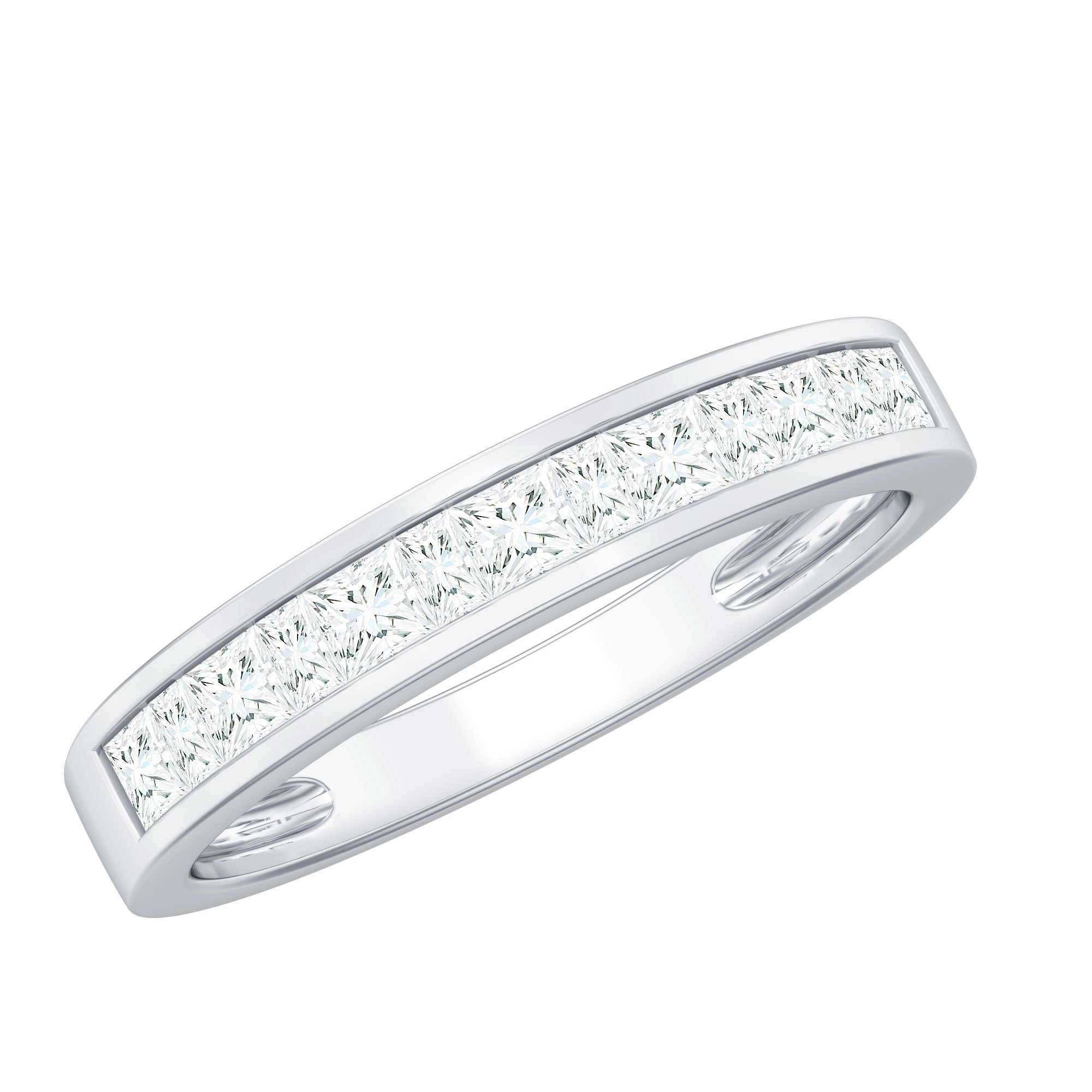 Rosec Jewels-Certified Brilliant Cut Diamond Princess Cut Wedding Band