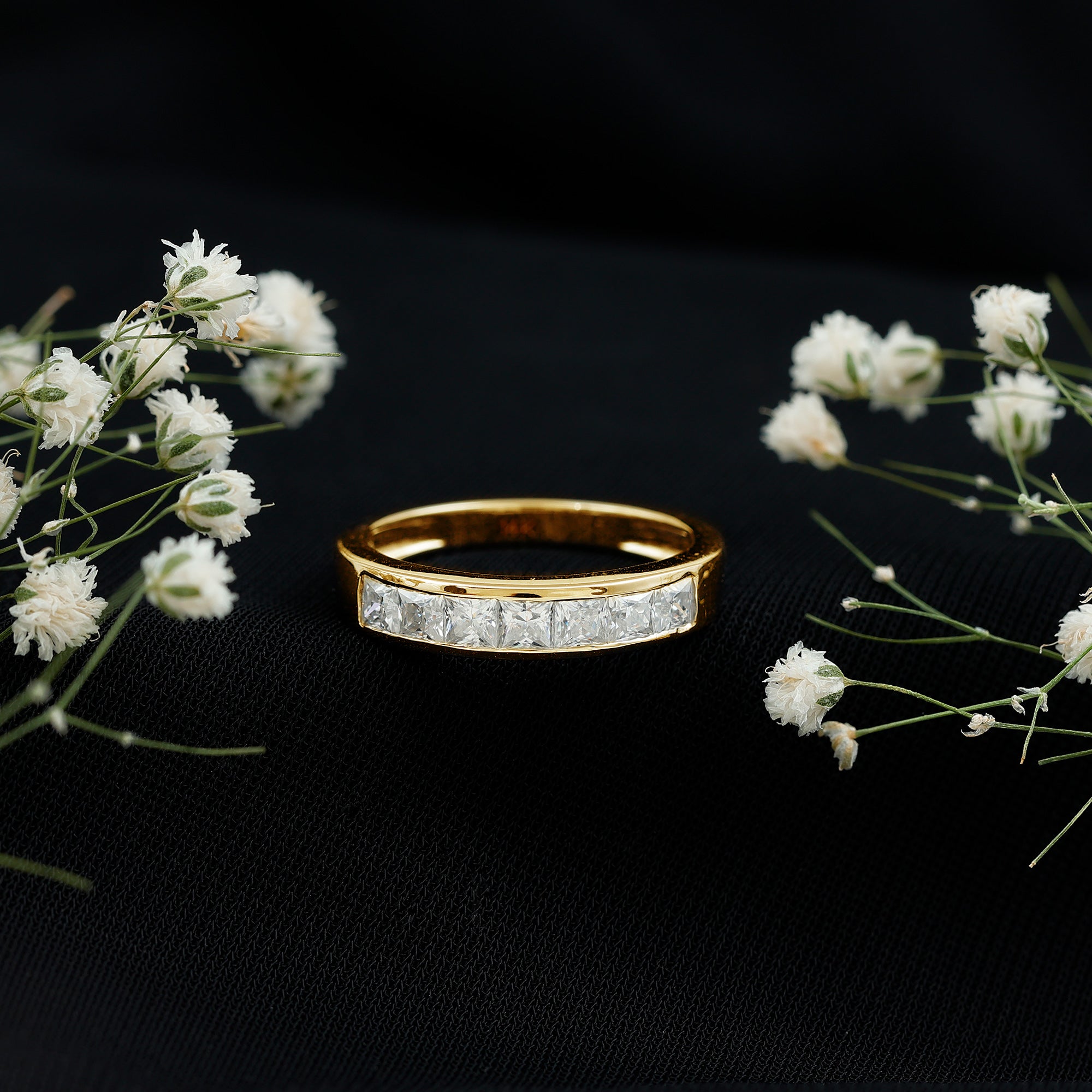Certified Brilliant Cut Diamond Princess Cut Wedding Band Lab - ( EF-VS ) - Rosec Jewels