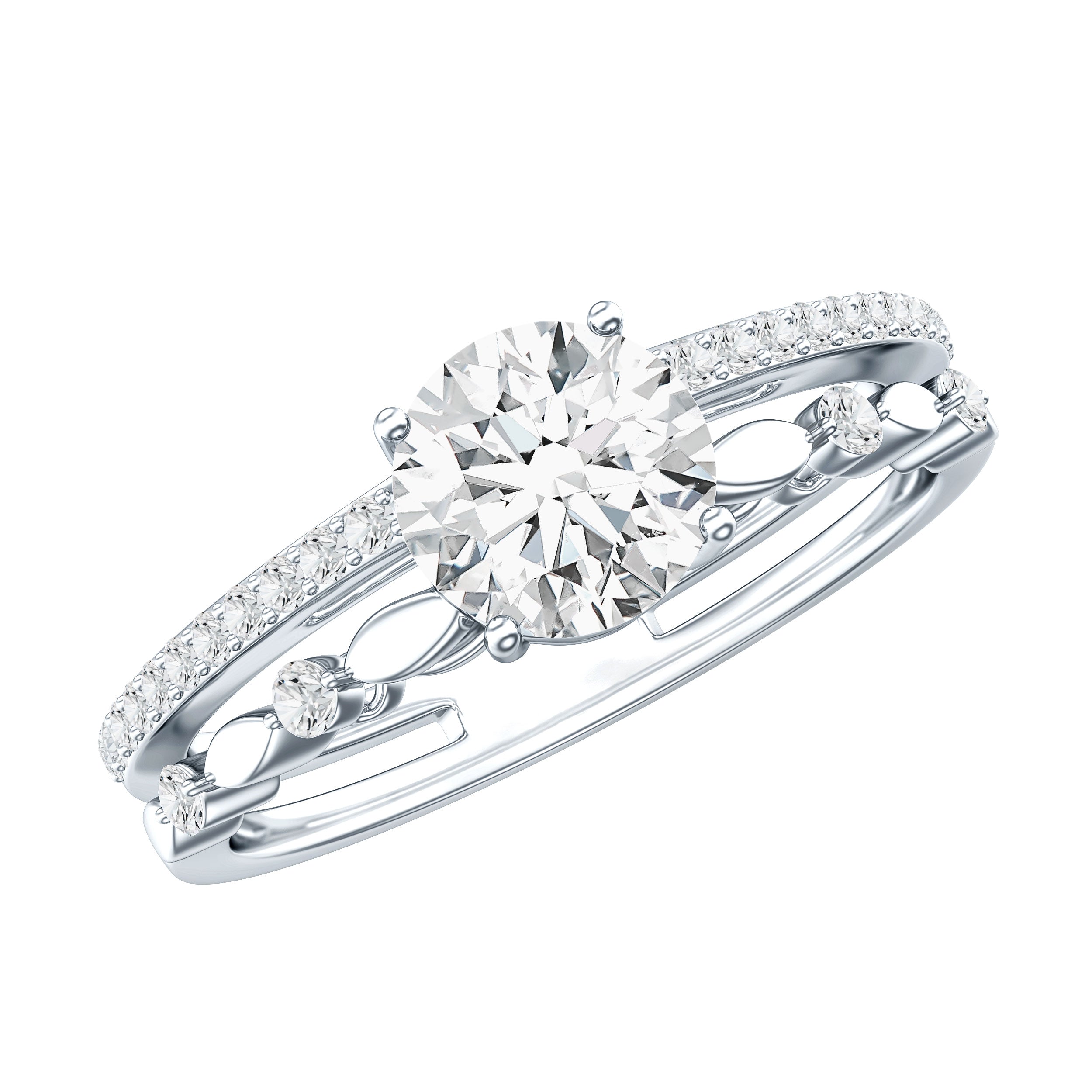 Brilliant Cut Lab Grown Diamond Designer Engagement Ring Lab - ( EF-VS ) - Rosec Jewels