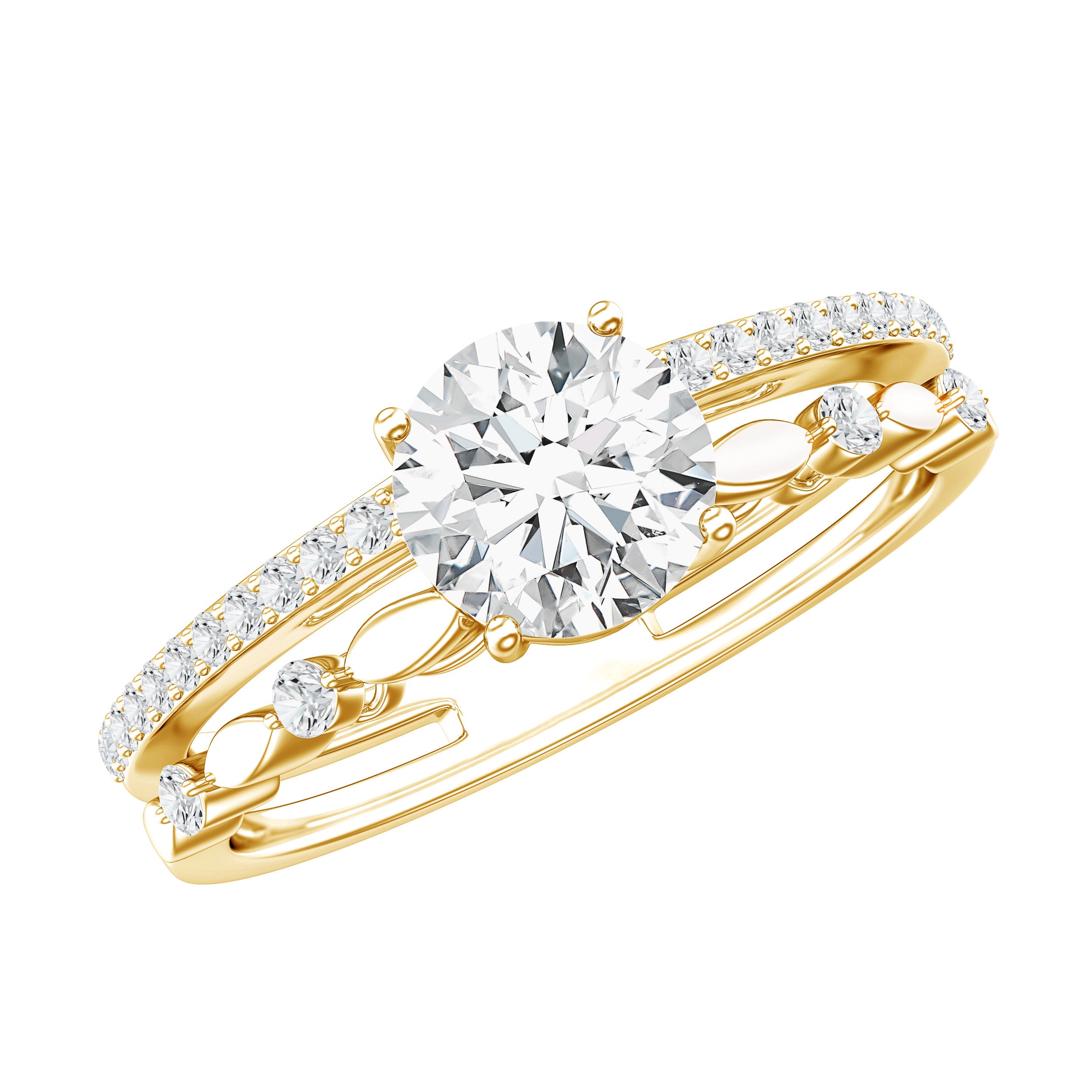 Brilliant Cut Lab Grown Diamond Designer Engagement Ring Lab - ( EF-VS ) - Rosec Jewels