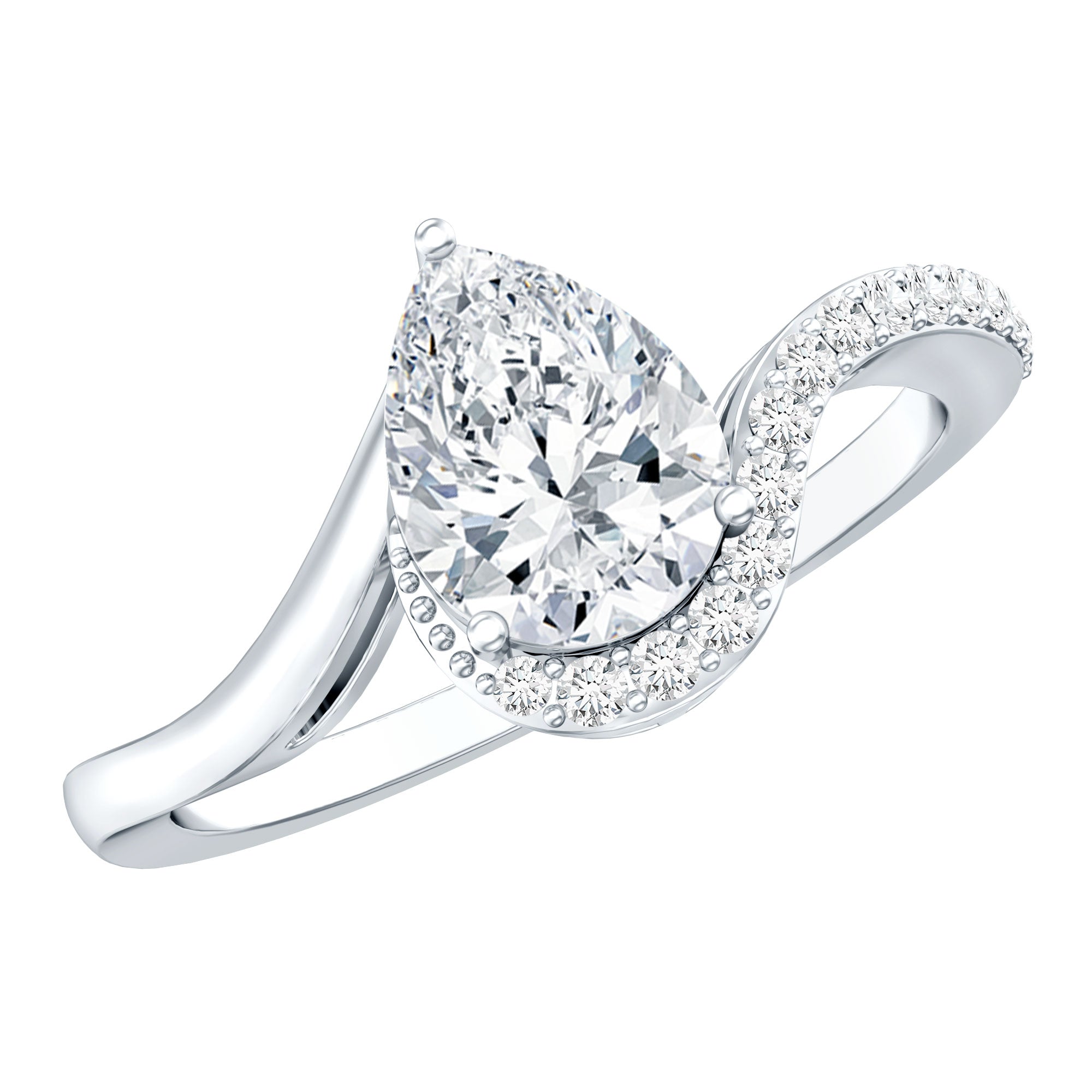 Diamond Teardrop Designer Engagement Ring