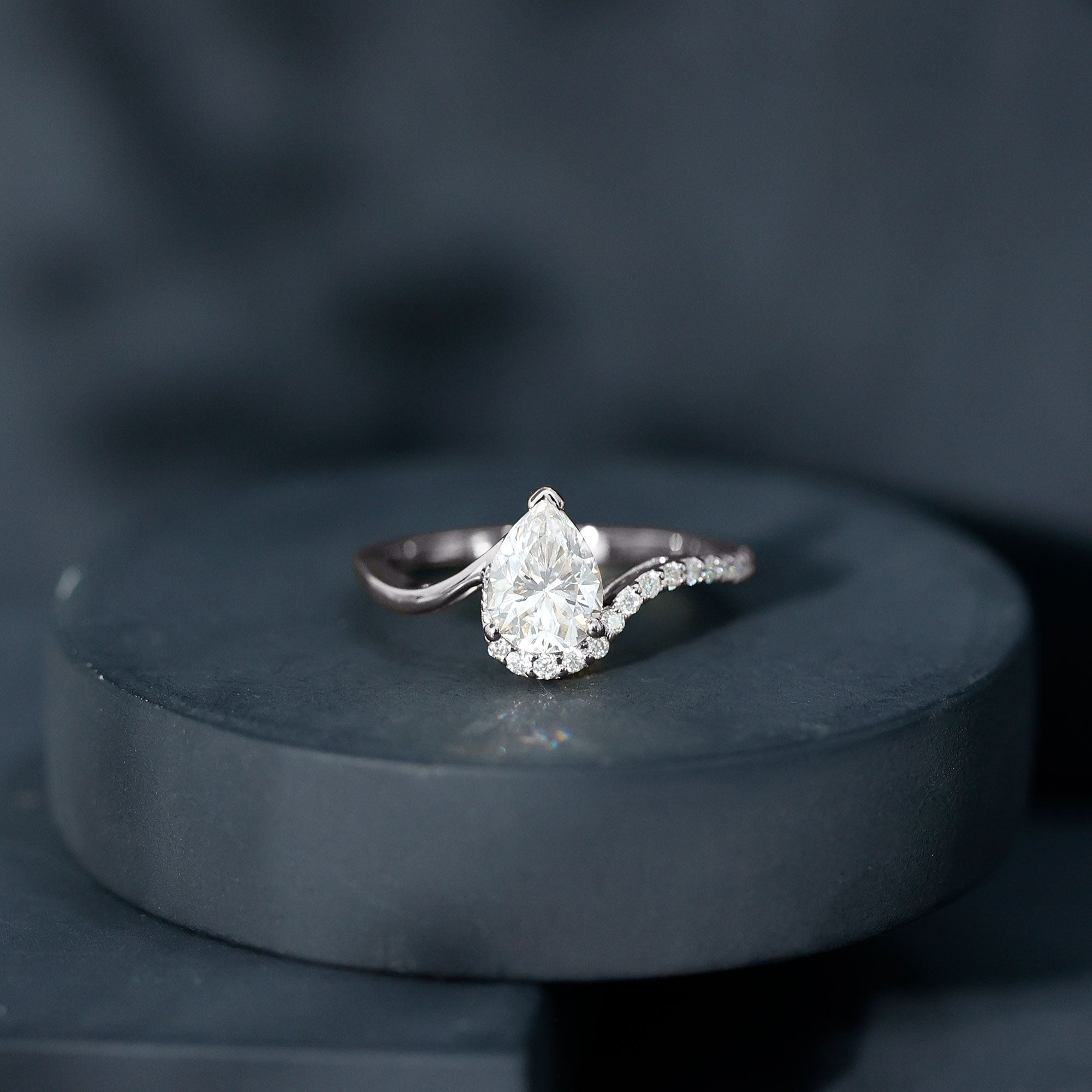 Rosec Jewels-Diamond Teardrop Designer Engagement Ring