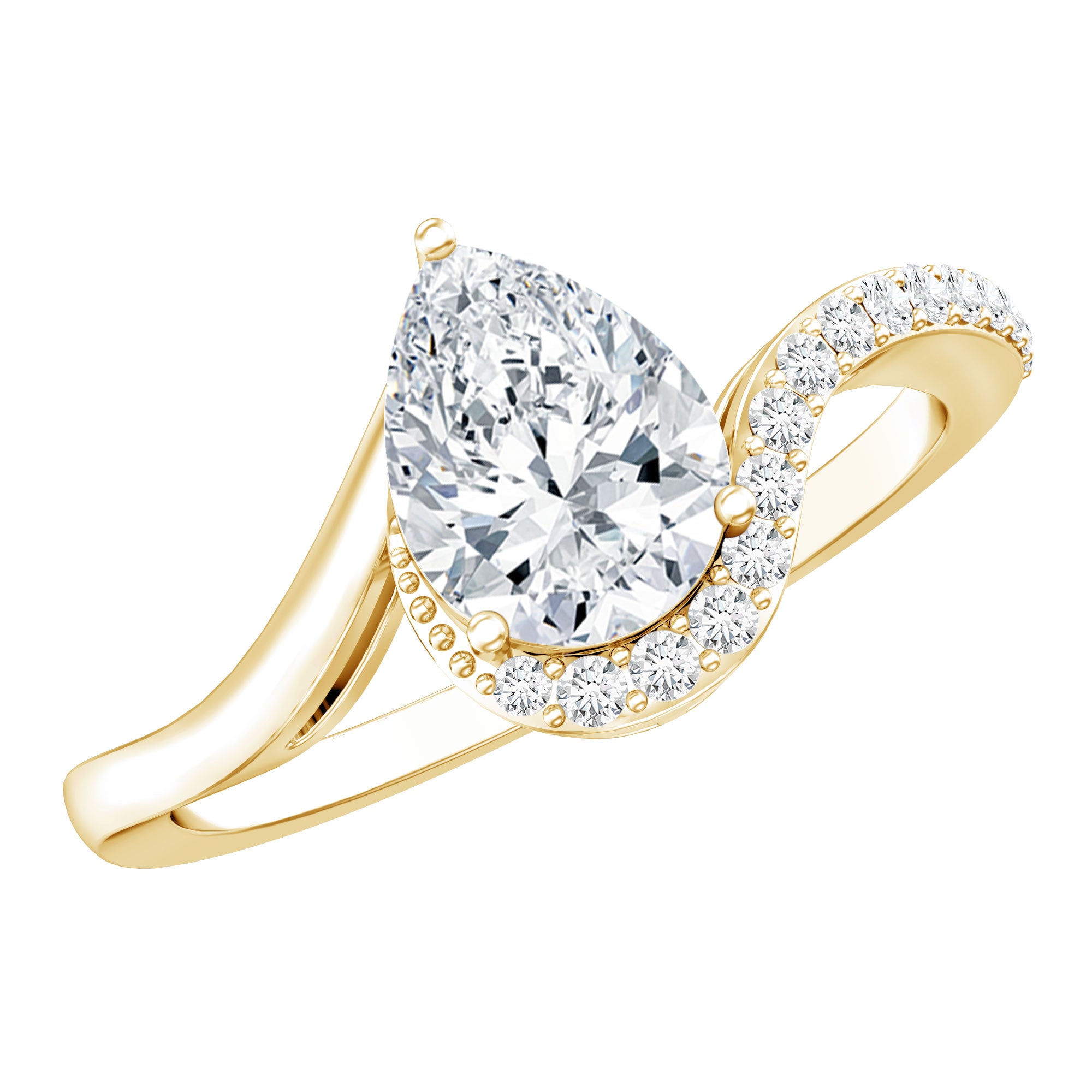 Diamond Teardrop Designer Engagement Ring Lab - ( EF-VS ) - Rosec Jewels