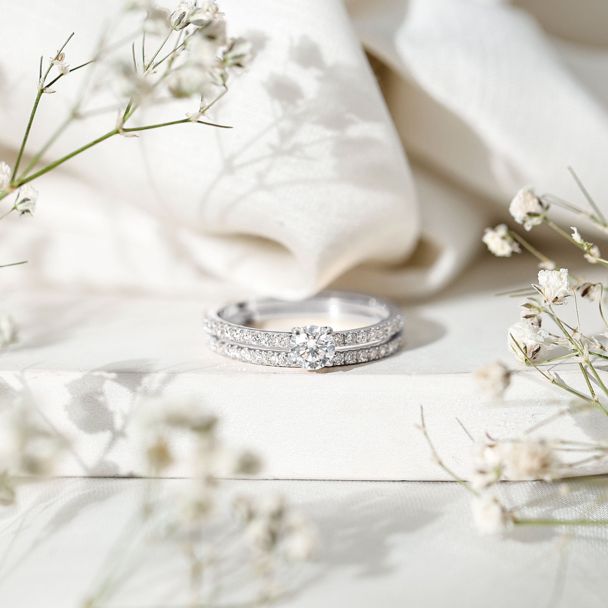 Certified Lab Created Diamond Wedding Ring Set For Bride Lab - ( EF-VS ) - Rosec Jewels