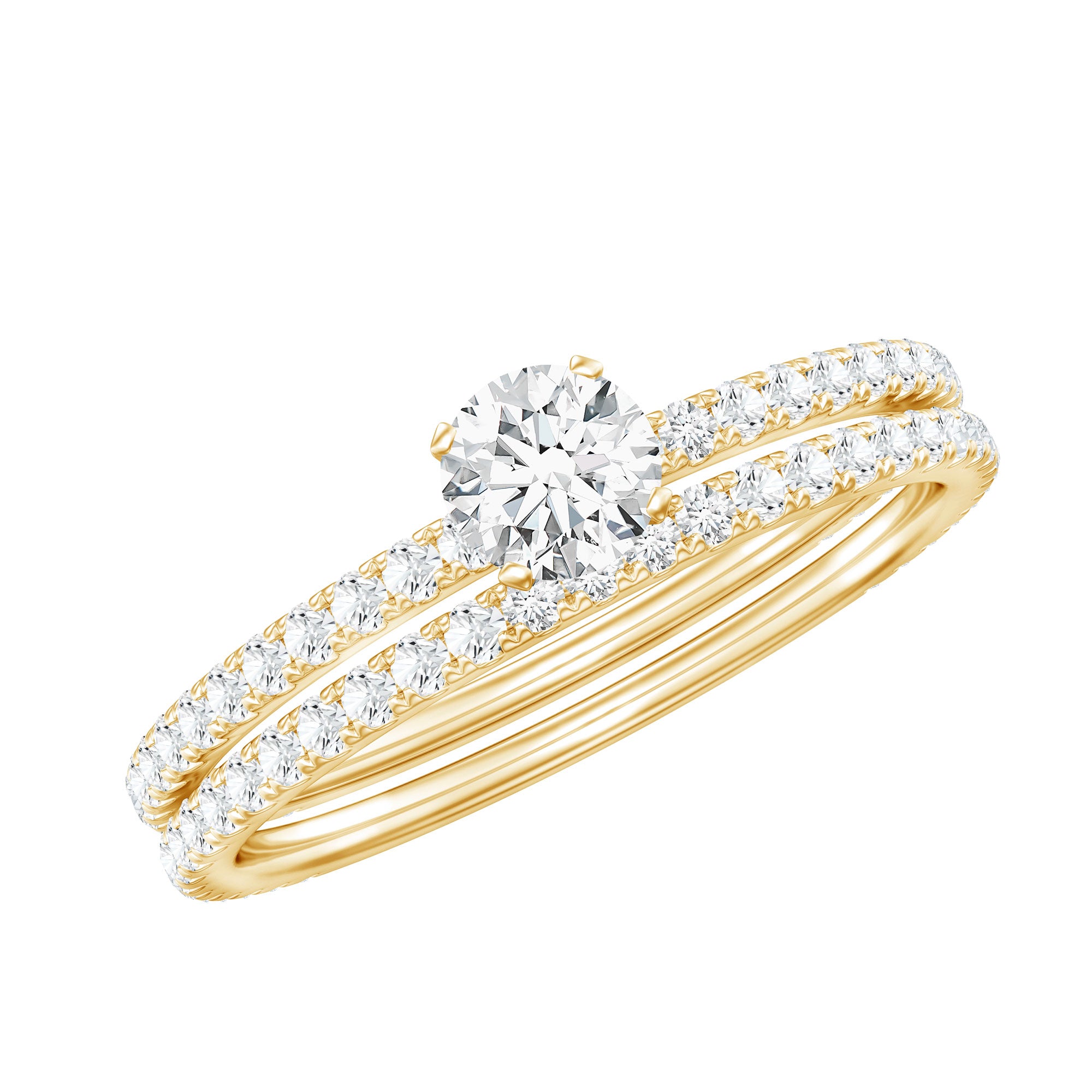 Certified Lab Created Diamond Wedding Ring Set For Bride Lab - ( EF-VS ) - Rosec Jewels