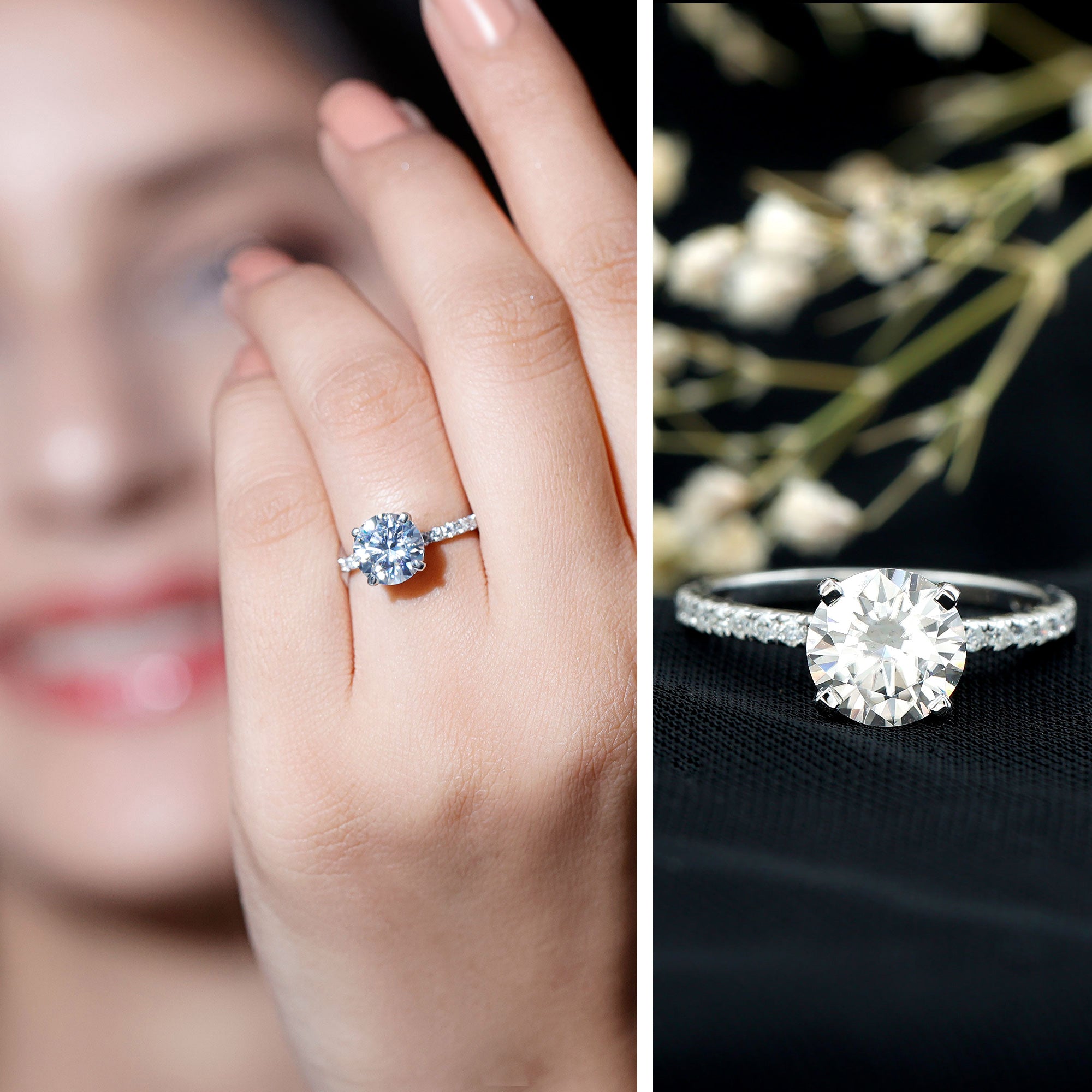 Brilliant Cut 8 MM Lab Grown Diamond Solitaire Engagement Ring Lab - ( EF-VS ) - Rosec Jewels
