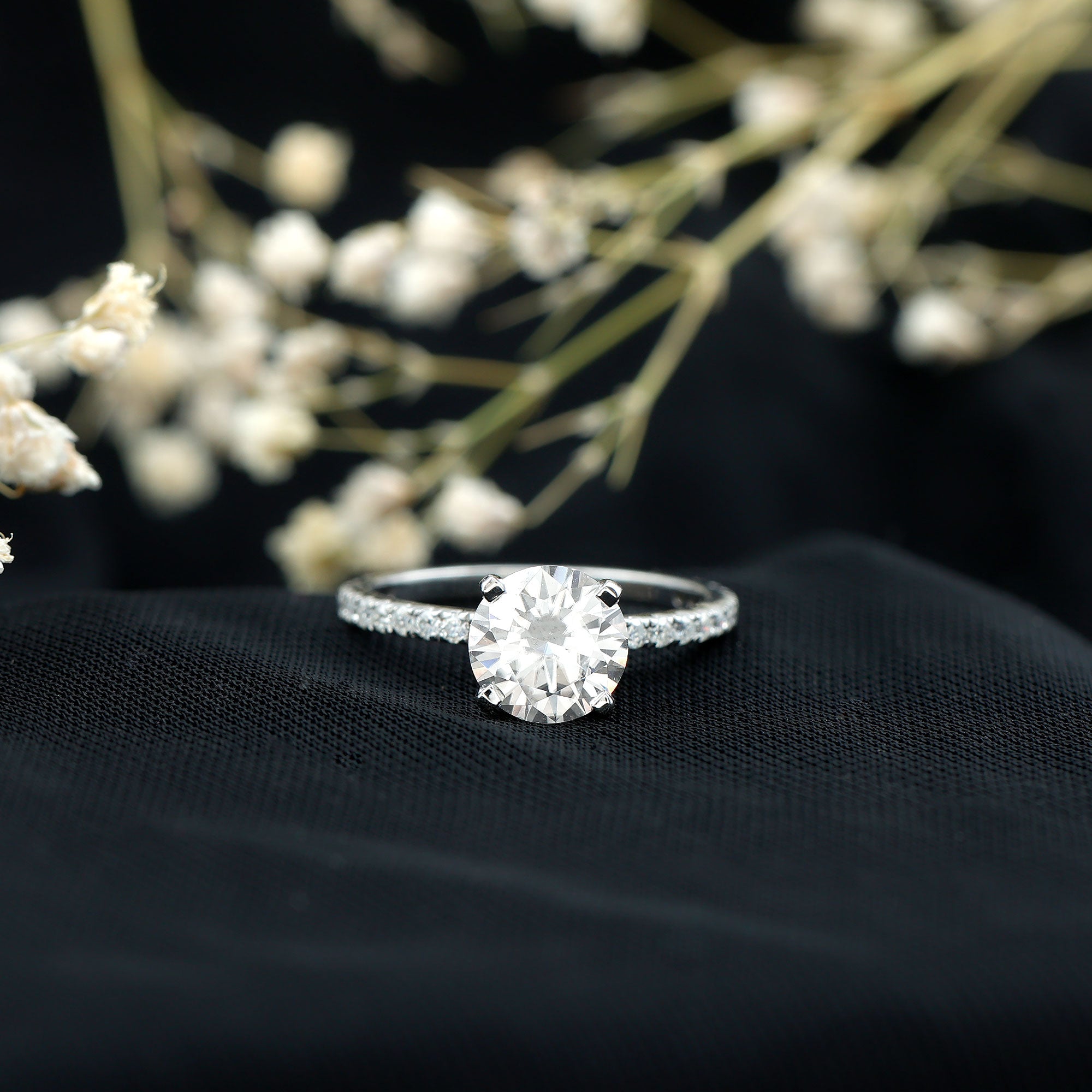 Brilliant Cut 8 MM Lab Grown Diamond Solitaire Engagement Ring Lab - ( EF-VS ) - Rosec Jewels