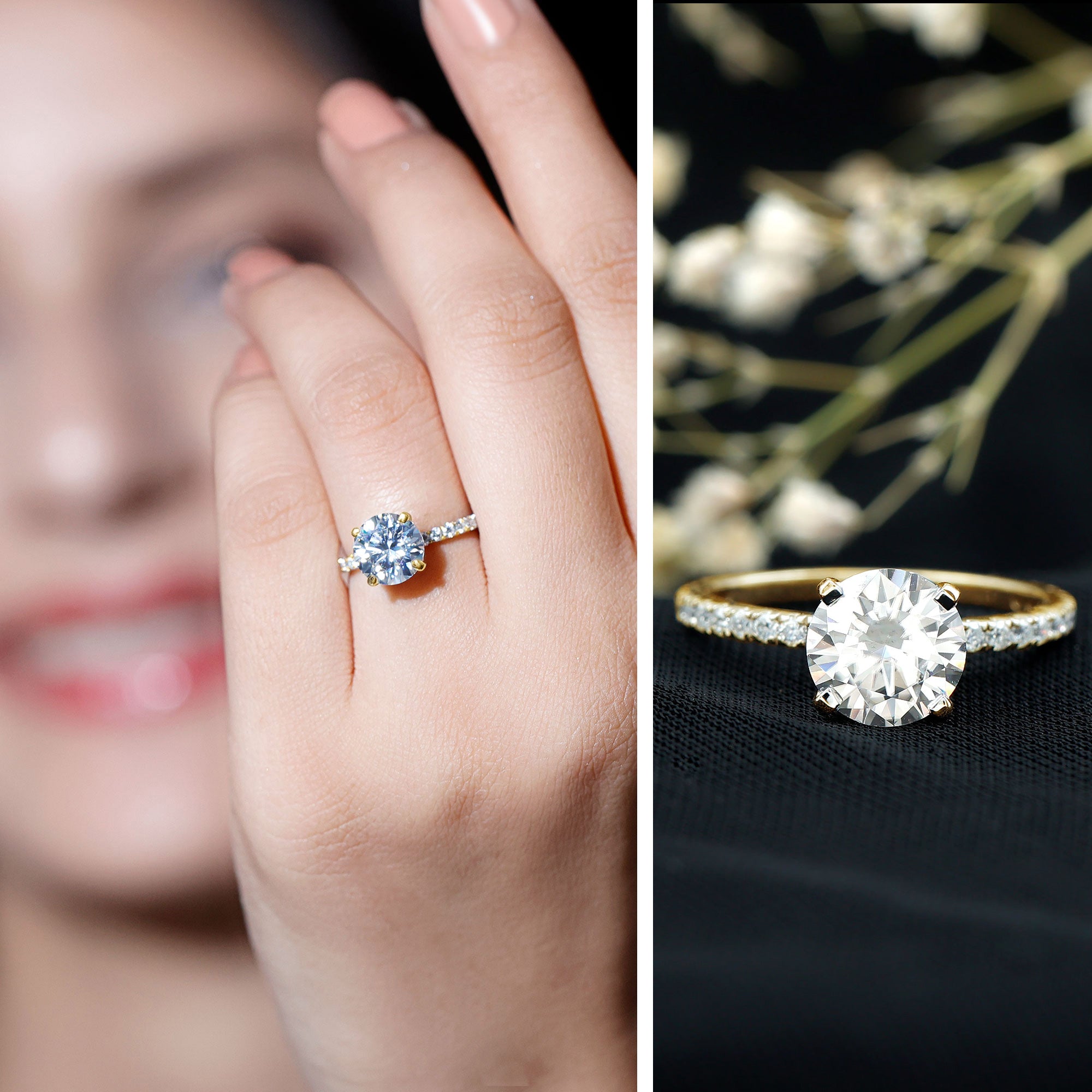 Brilliant Cut 8 MM Lab Grown Diamond Solitaire Engagement Ring Lab - ( EF-VS ) - Rosec Jewels