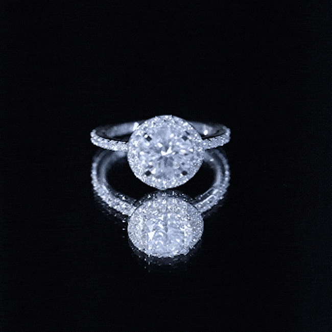Certified Lab Grown Diamond Circle Engagement Ring With Halo Lab - ( EF-VS ) - Rosec Jewels