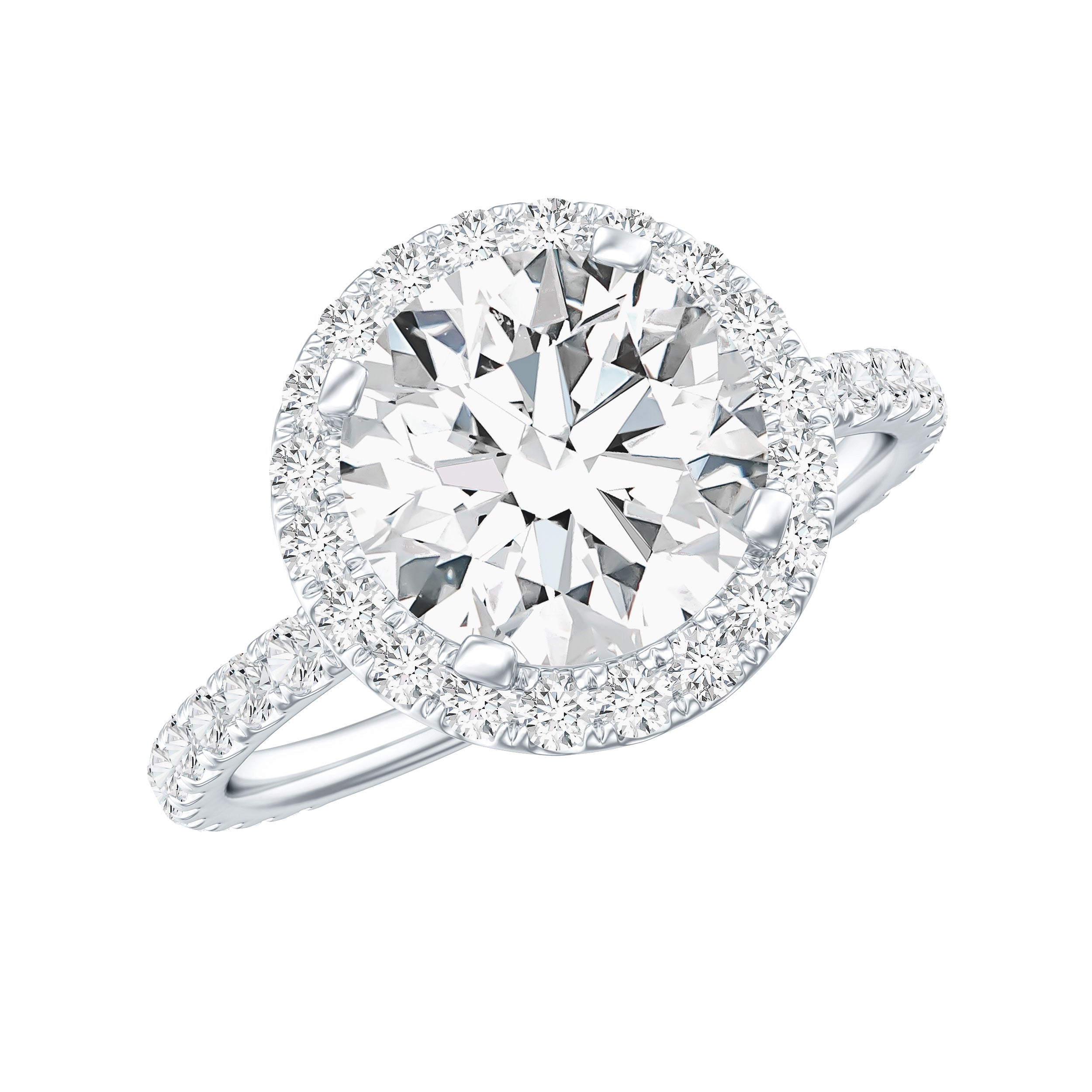 Certified Lab Grown Diamond Circle Engagement Ring With Halo Lab - ( EF-VS ) - Rosec Jewels