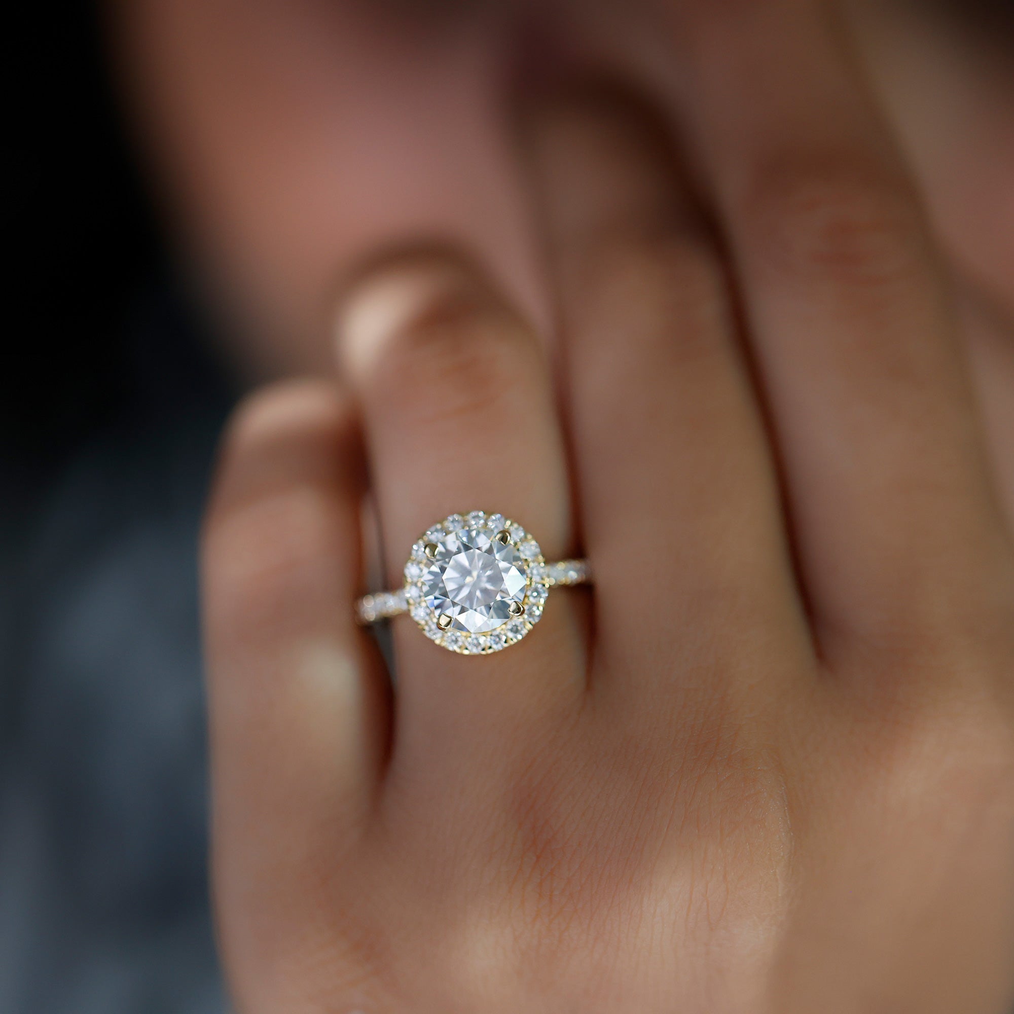 Certified Lab Grown Diamond Circle Engagement Ring With Halo Lab - ( EF-VS ) - Rosec Jewels