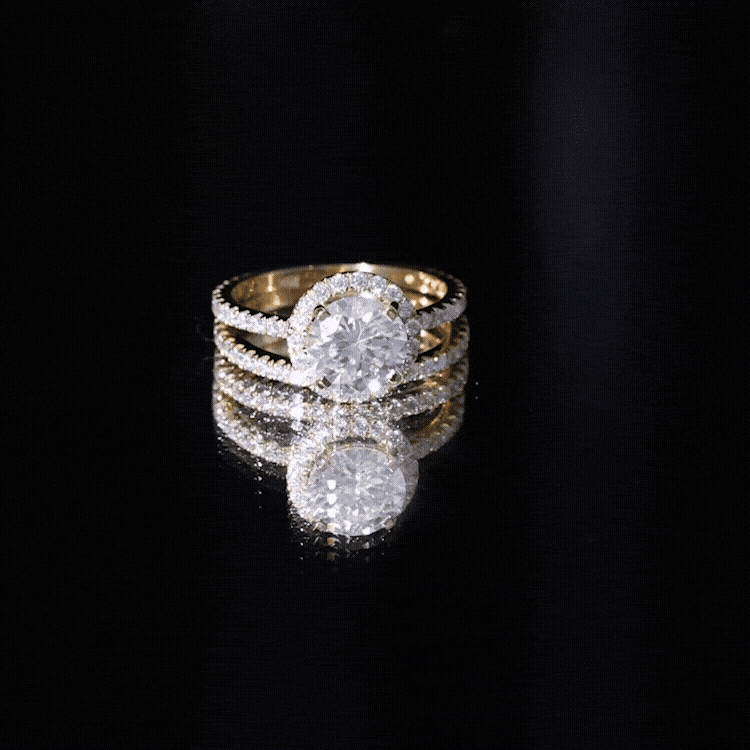 Lab Grown Diamond Halo Bridal Ring Set for Women Lab - ( EF-VS ) - Rosec Jewels