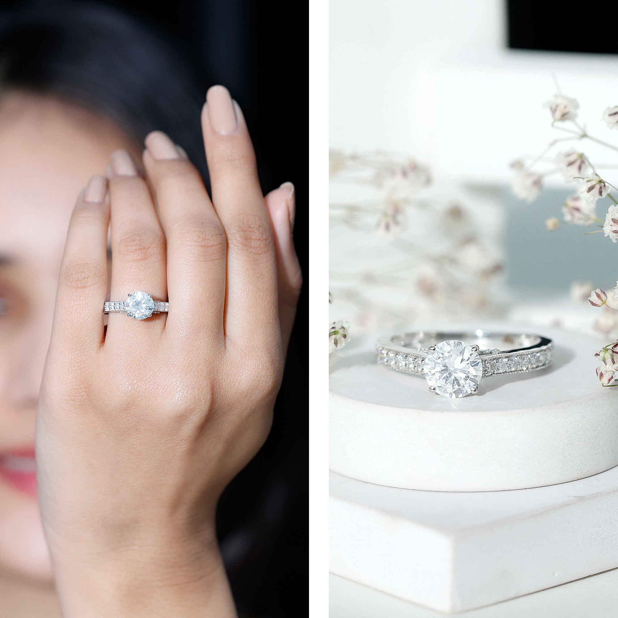 Certified Lab Grown Diamond 2 Carat Solitaire Engagement Ring Lab - ( EF-VS ) - Rosec Jewels