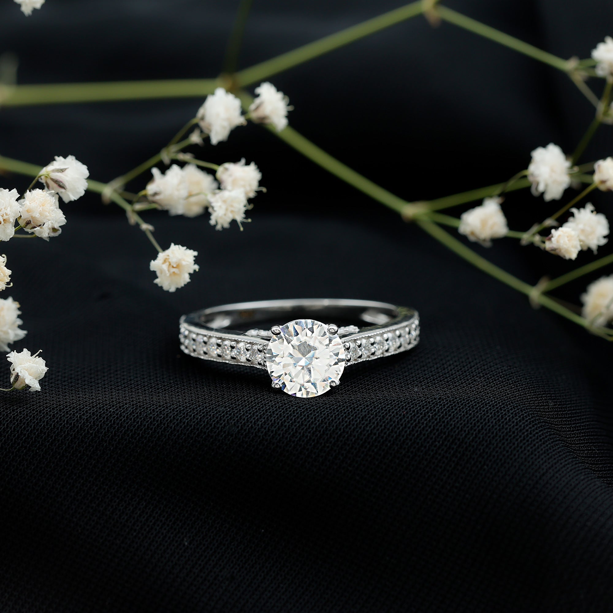 Certified Lab Grown Diamond 2 Carat Solitaire Engagement Ring Lab - ( EF-VS ) - Rosec Jewels
