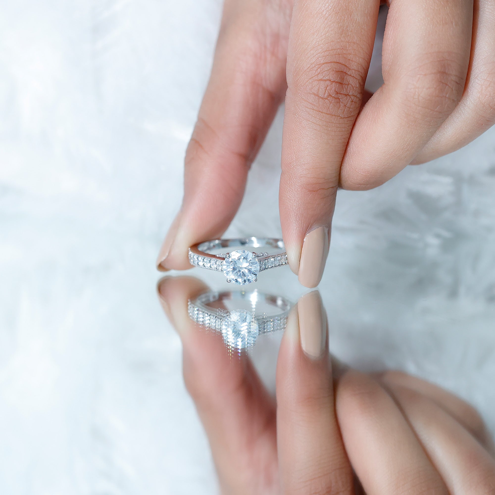 Certified Lab Grown Diamond 2 Carat Solitaire Engagement Ring Lab - ( EF-VS ) - Rosec Jewels