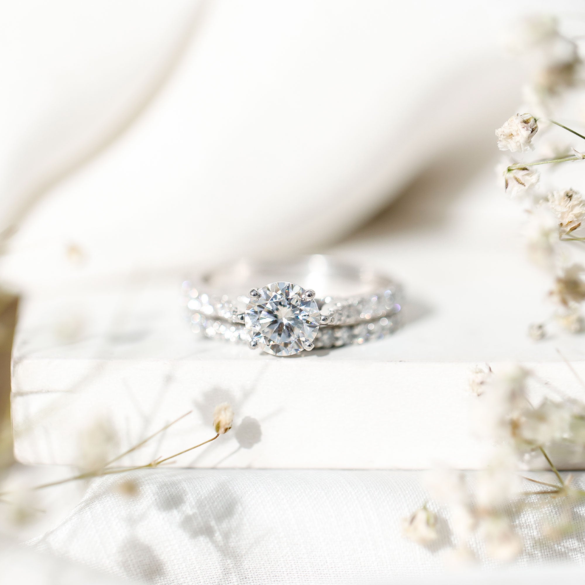 Certified 8 mm Round Lab Grown Diamond Wedding Engagement Ring Set Lab - ( EF-VS ) - Rosec Jewels