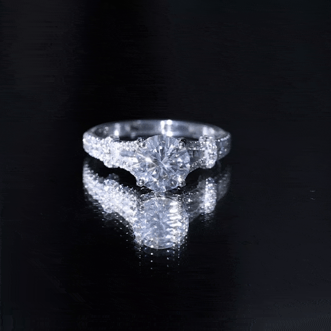 Certified Brilliant Cut Diamond Split Shank Engagement Ring Lab - ( EF-VS ) - Rosec Jewels