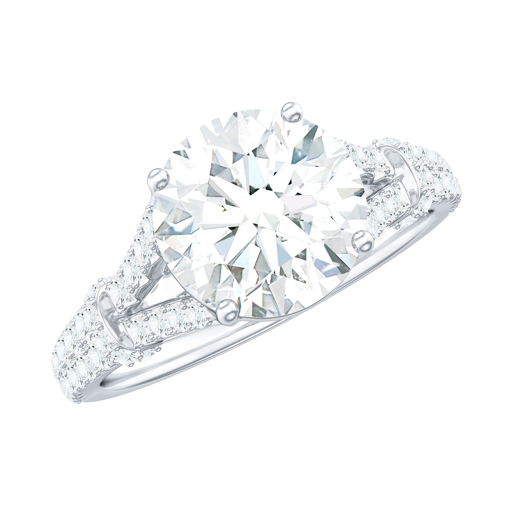 Rosec Jewels-Certified Brilliant Cut Diamond Split Shank Engagement Ring