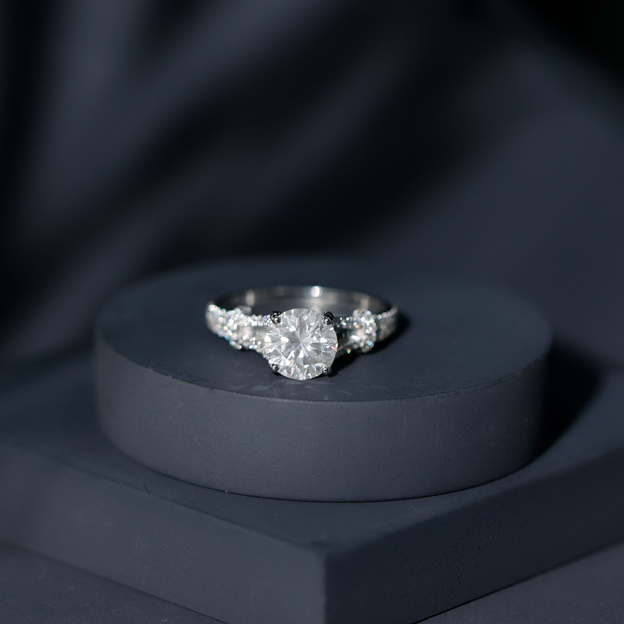 Certified Brilliant Cut Diamond Split Shank Engagement Ring Lab - ( EF-VS ) - Rosec Jewels
