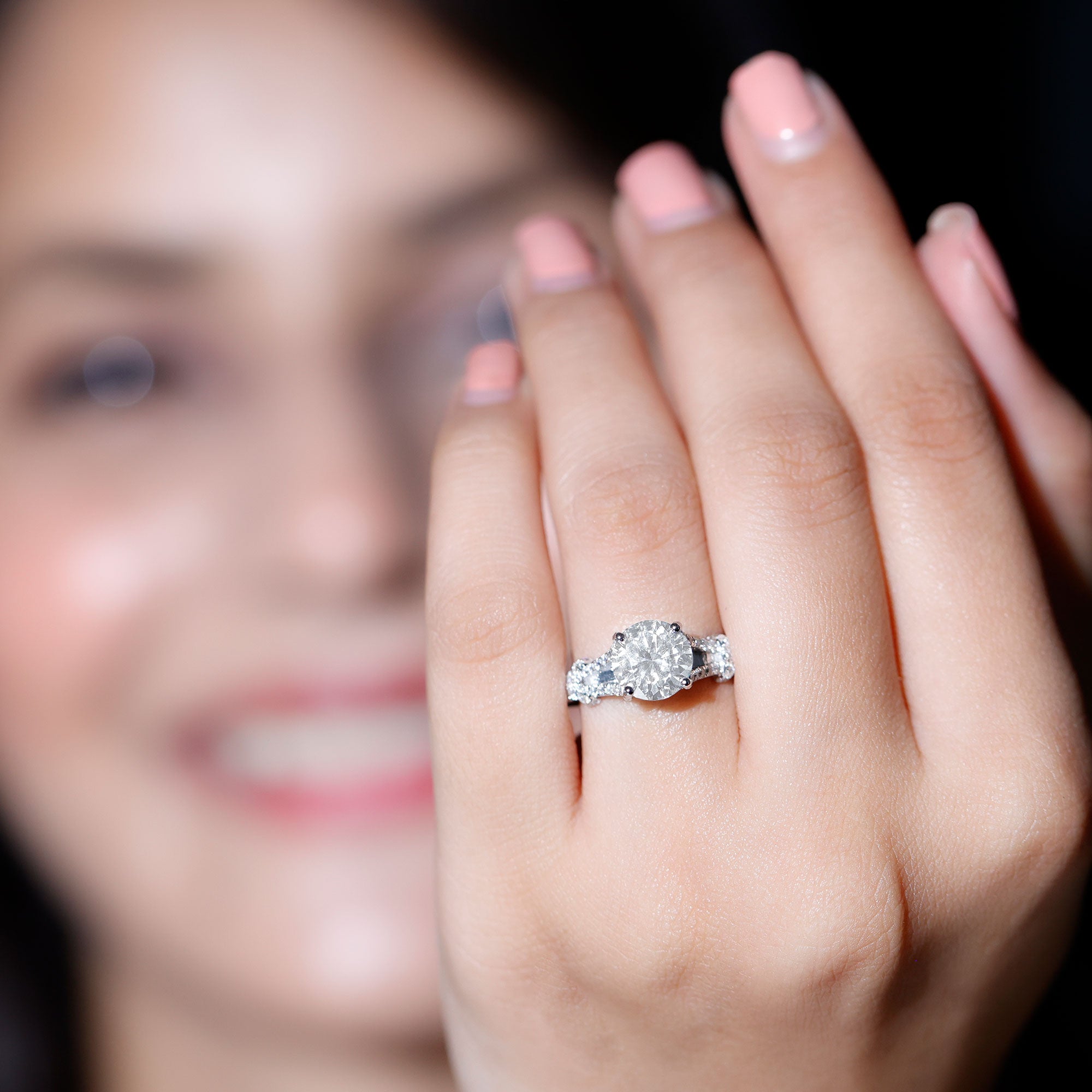 Certified Brilliant Cut Diamond Split Shank Engagement Ring Lab - ( EF-VS ) - Rosec Jewels