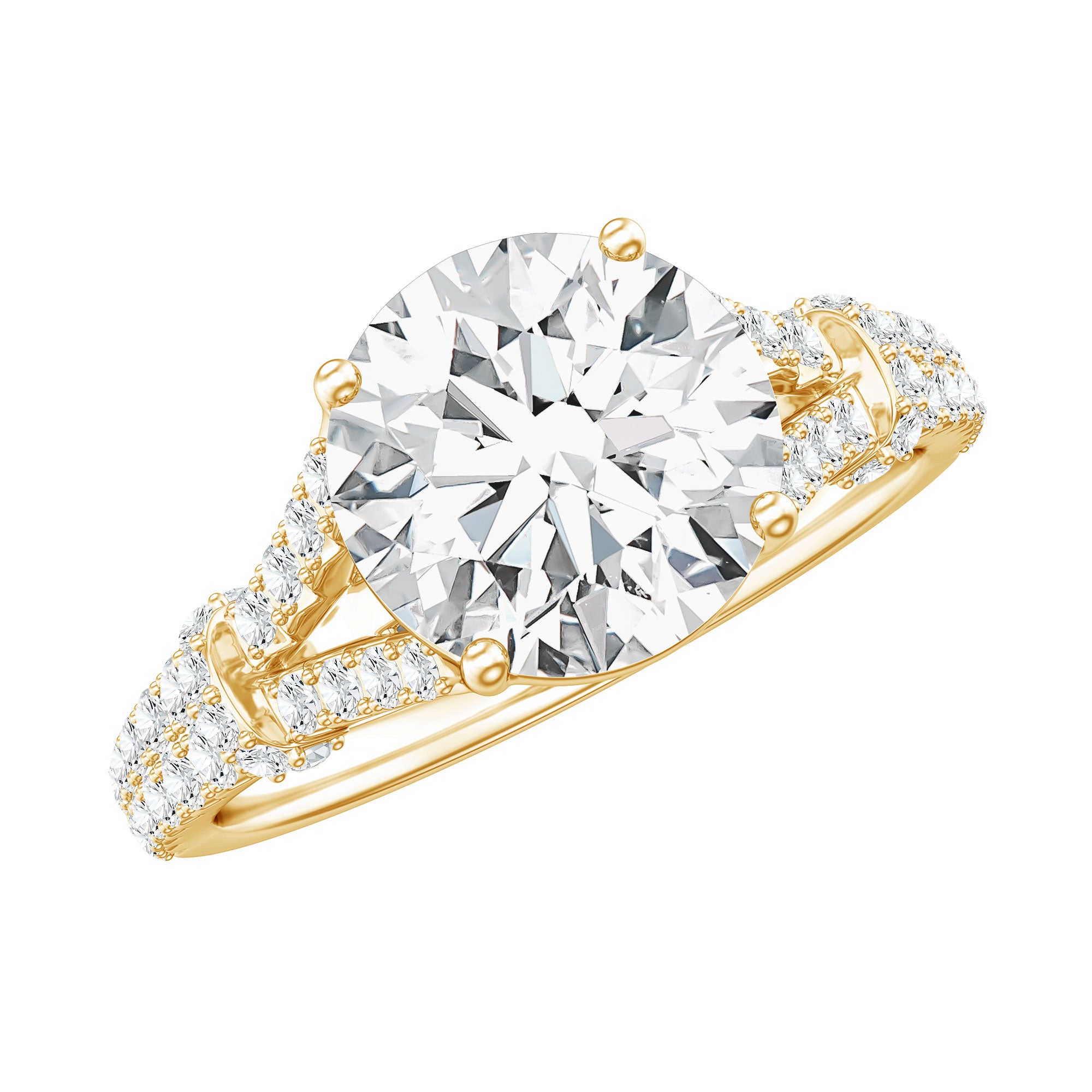 Certified Brilliant Cut Diamond Split Shank Engagement Ring Lab - ( EF-VS ) - Rosec Jewels