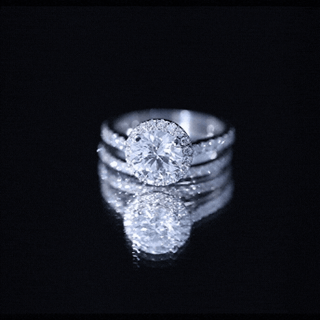 Certified Lab Grown Diamond Halo Ring With Wedding Band Lab - ( EF-VS ) - Rosec Jewels