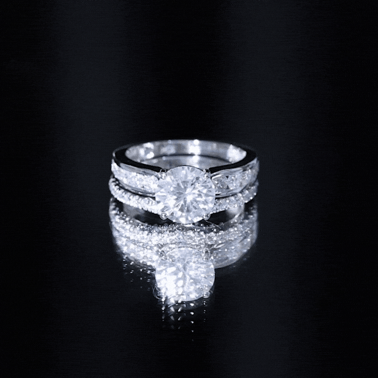 Certified Lab Diamond 8 MM Round Engagement Ring with Enhancer Lab - ( EF-VS ) - Rosec Jewels