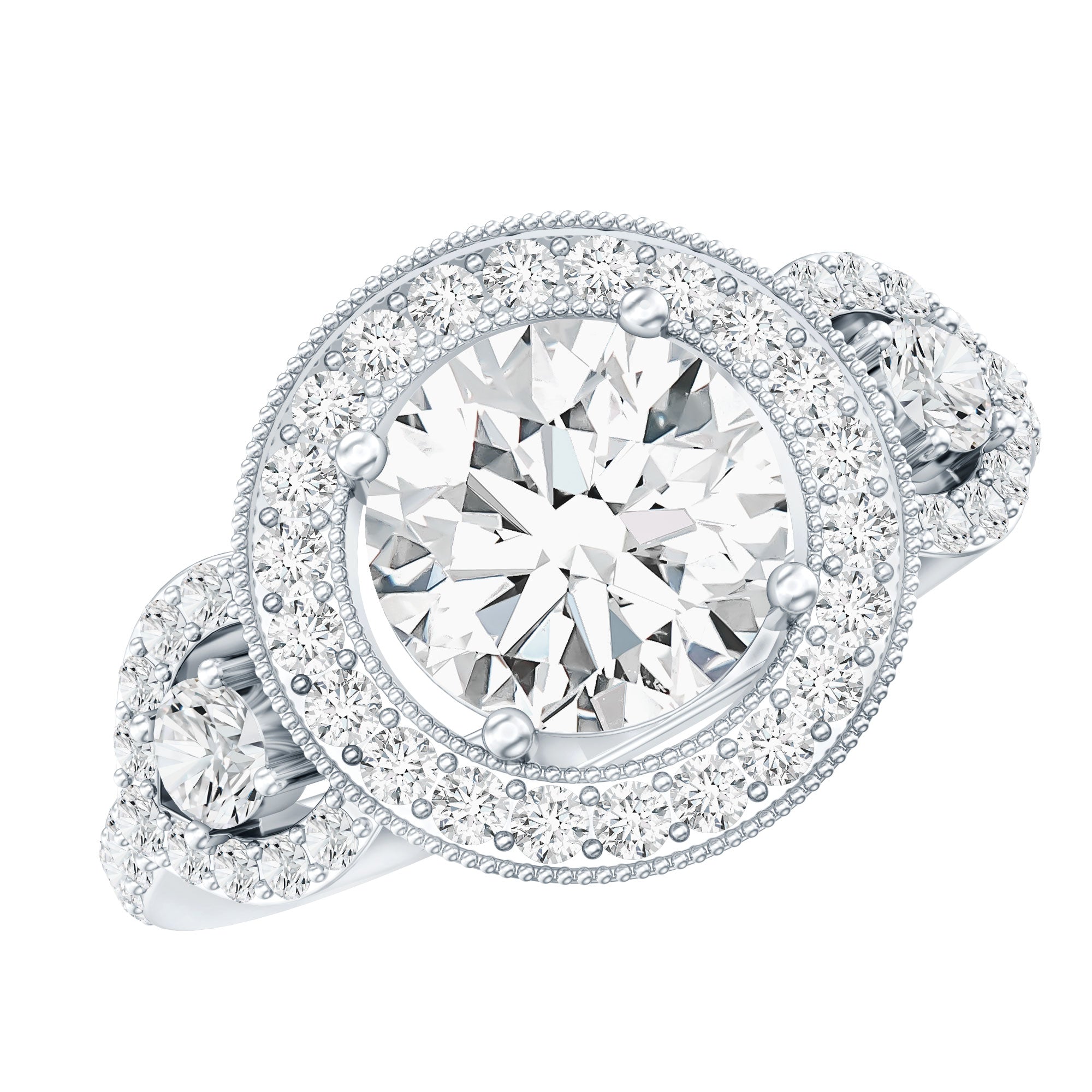 Round Cut Diamond Antique Looking Engagement Ring