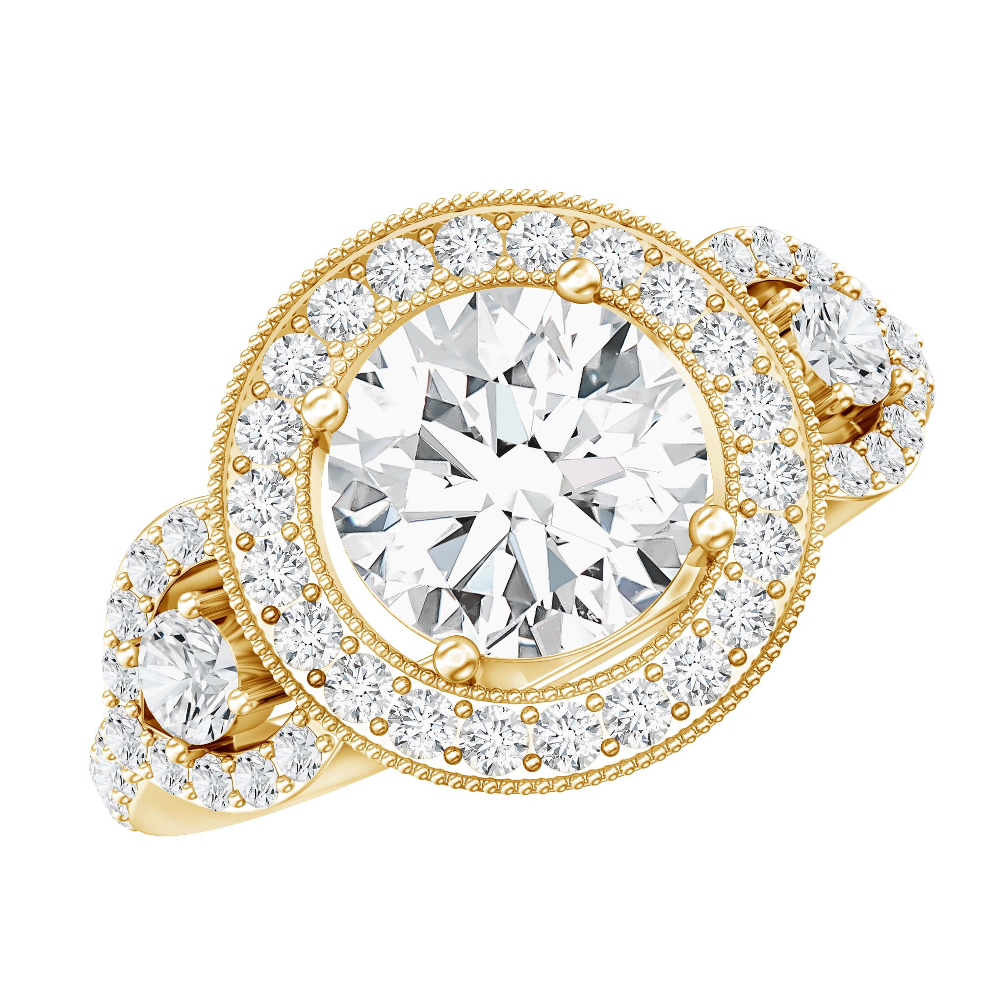 Round Cut Diamond Antique Looking Engagement Ring Lab - ( EF-VS ) - Rosec Jewels