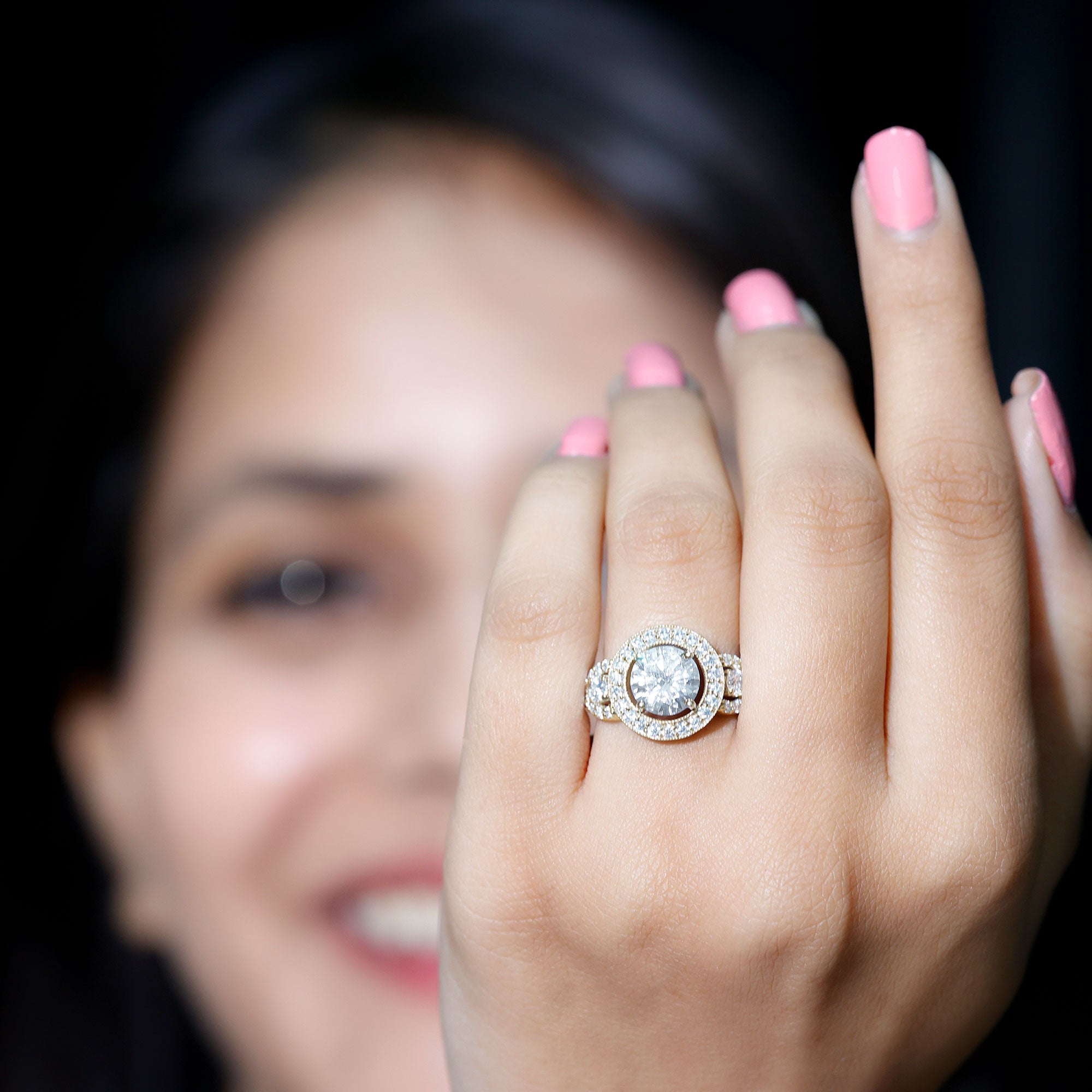 Rosec Jewels-Round Cut Diamond Antique Looking Engagement Ring