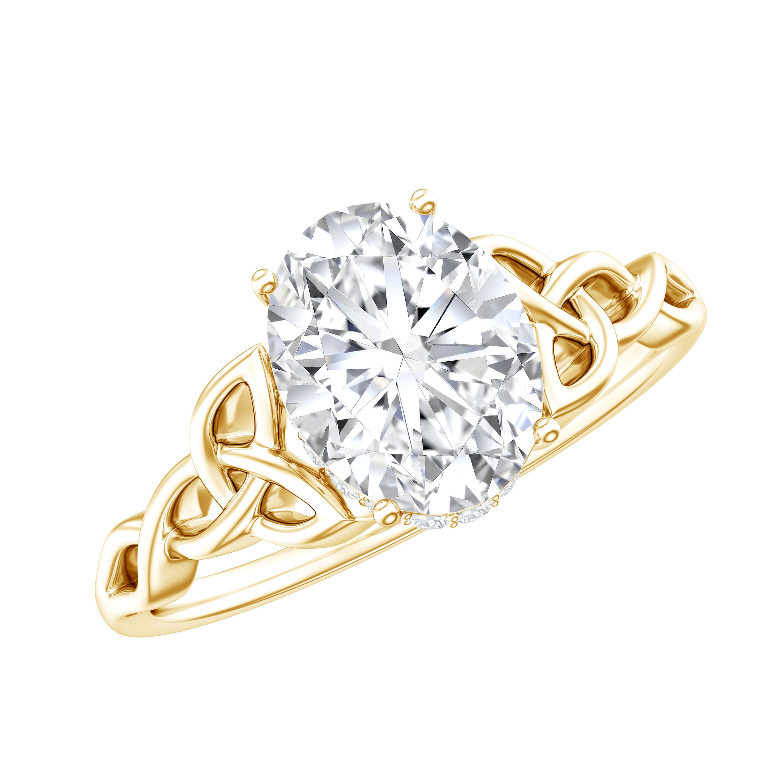 Oval Lab Grown Diamond Hidden Halo Engagement Ring Lab - ( EF-VS ) - Rosec Jewels